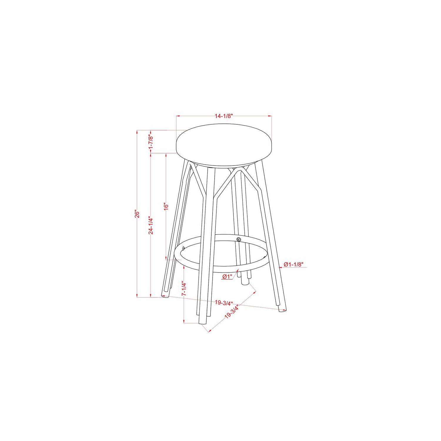 Furniture of America Binde Aluminum 26-inch Patio Barstool in Brown
