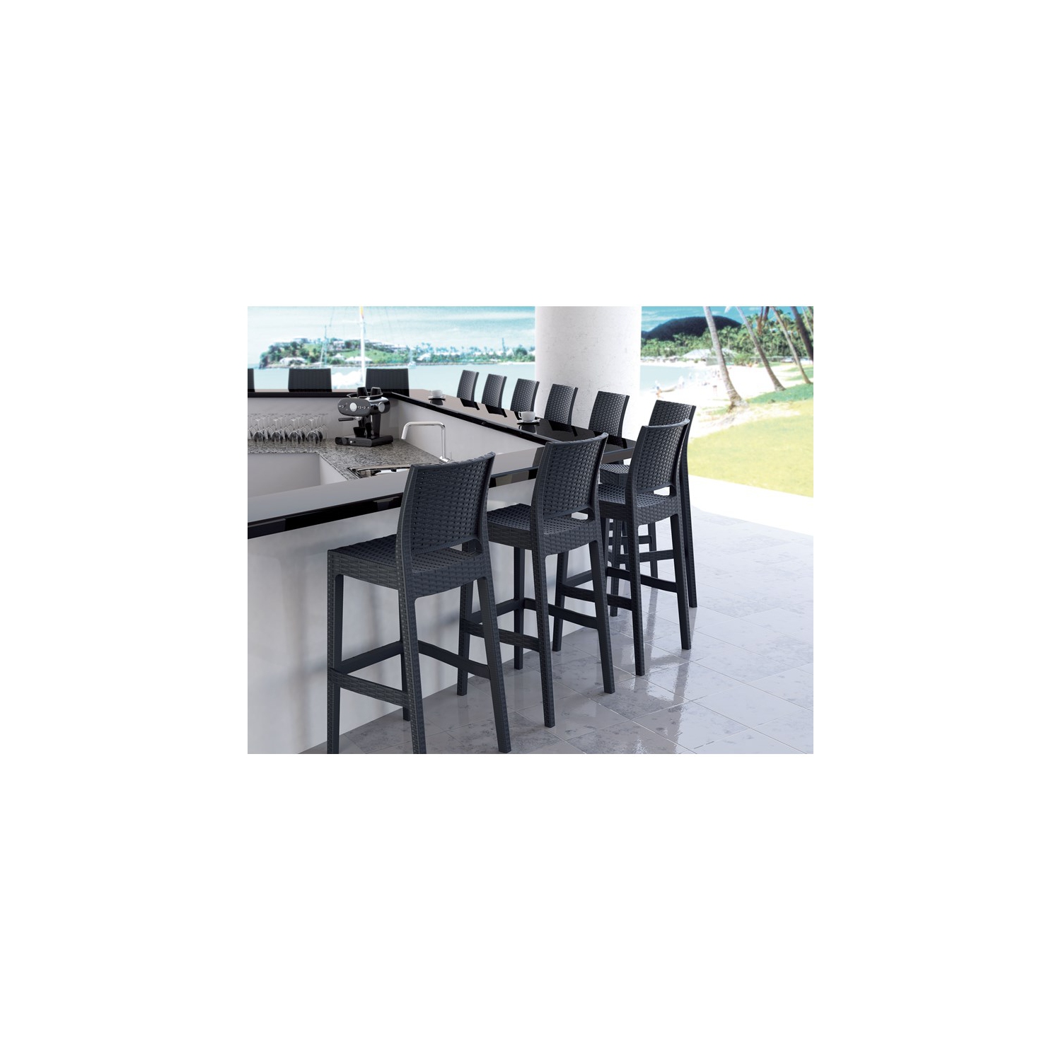 Tabouret de bar Siesta Jamaica en gris foncé de 29.5 po de Compiia