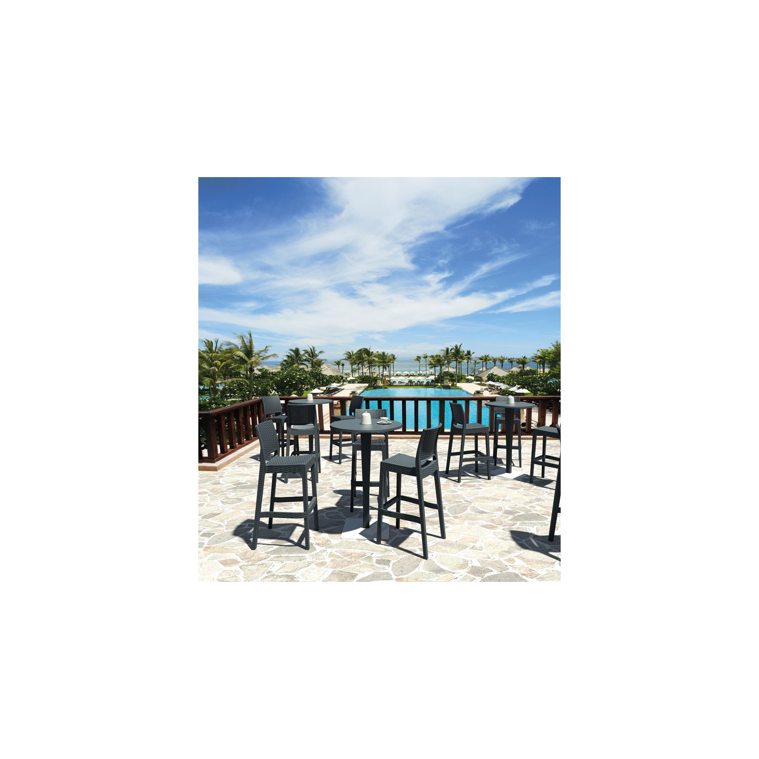 Tabouret de bar Siesta Jamaica en gris foncé de 29.5 po de Compiia