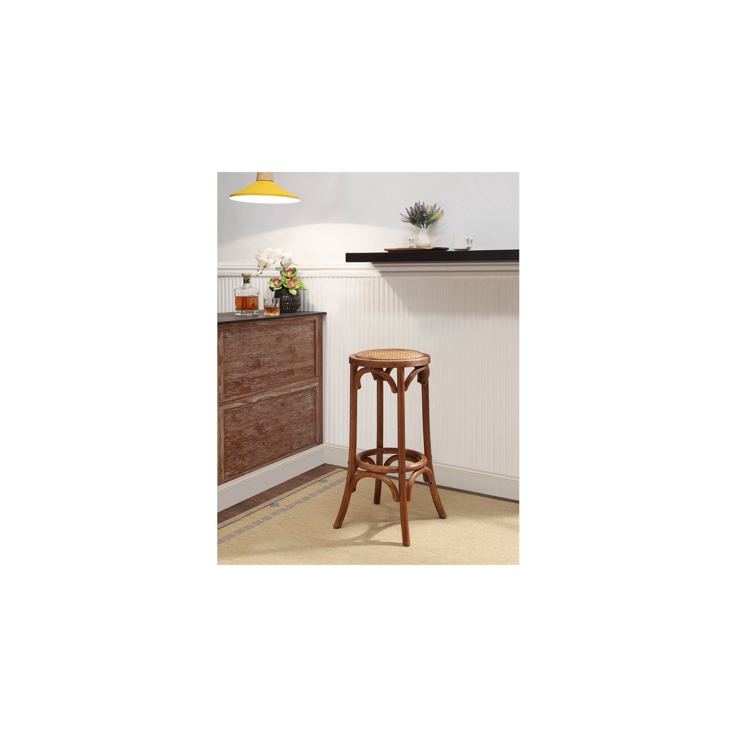 Tabouret de bar en bois sans dossier de 30 po de Linon Rae, brun