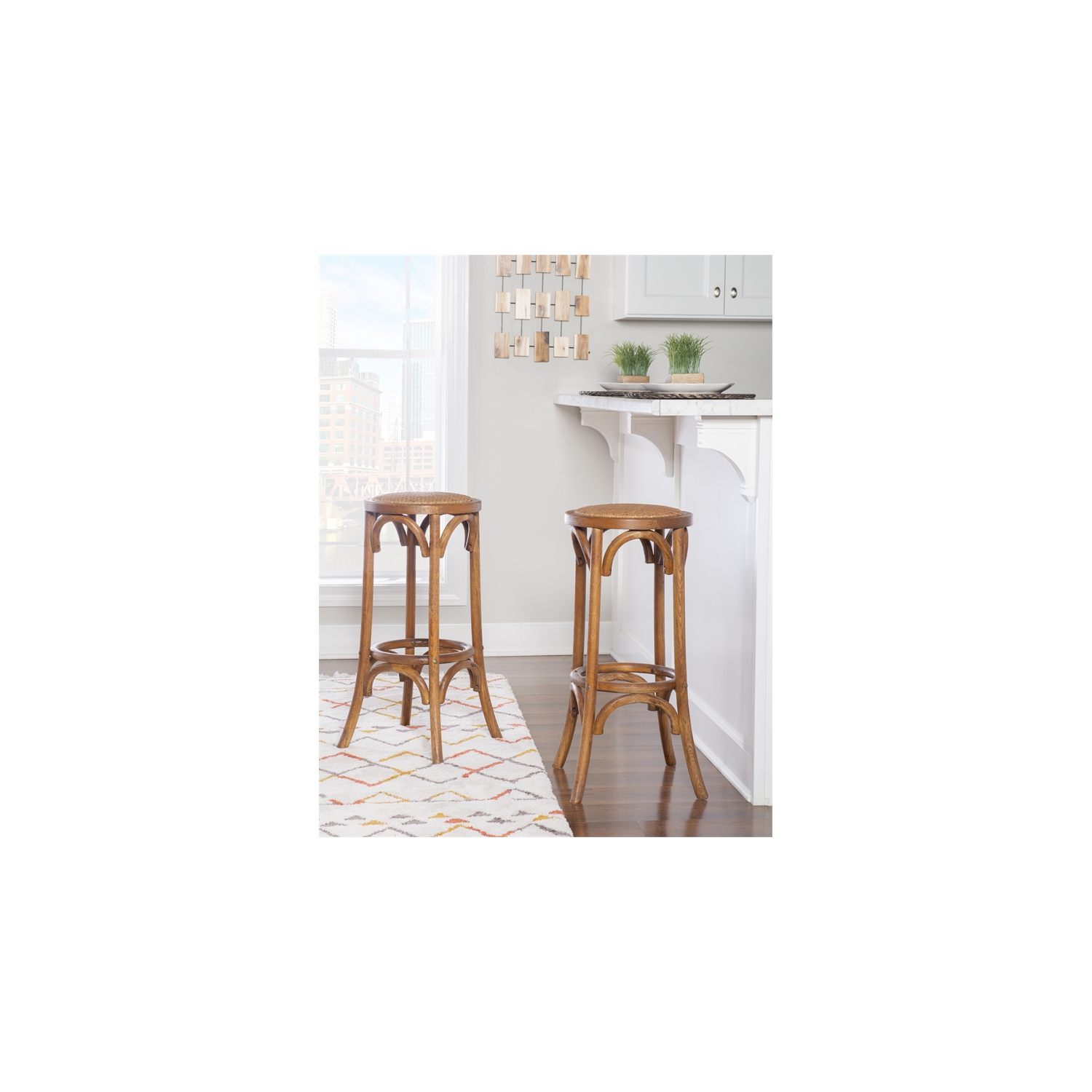 Tabouret de bar en bois sans dossier de 30 po de Linon Rae, brun