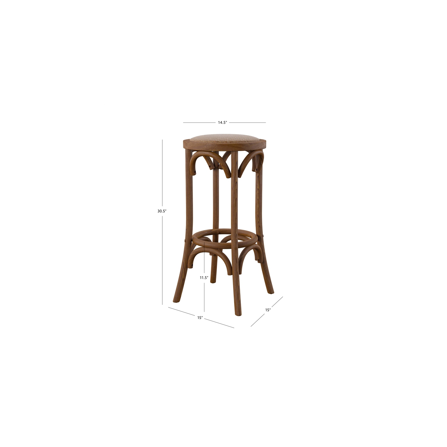 Tabouret de bar en bois sans dossier de 30 po de Linon Rae, brun