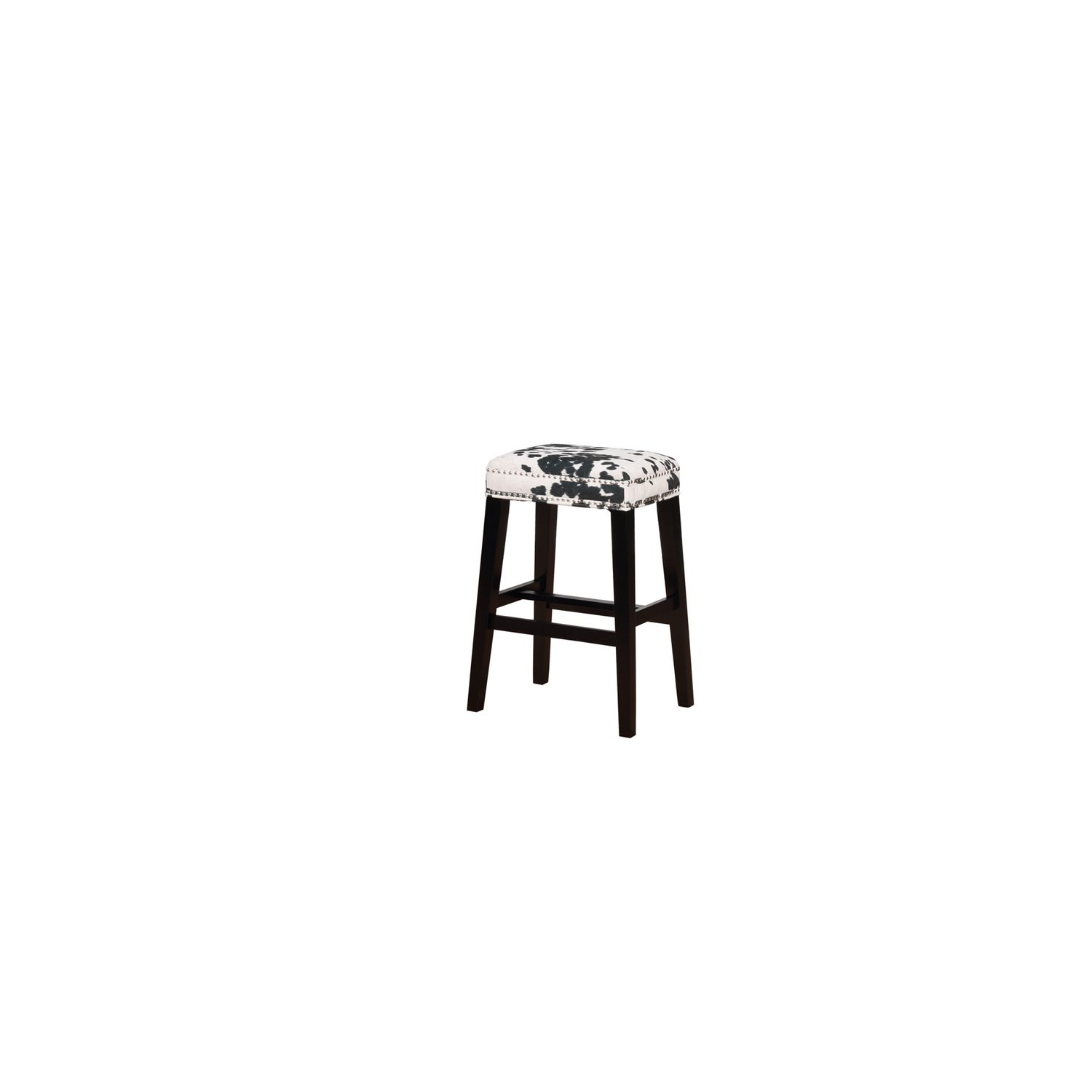 Linon Walt 30" Wood Cow Print Bar Stool in Black