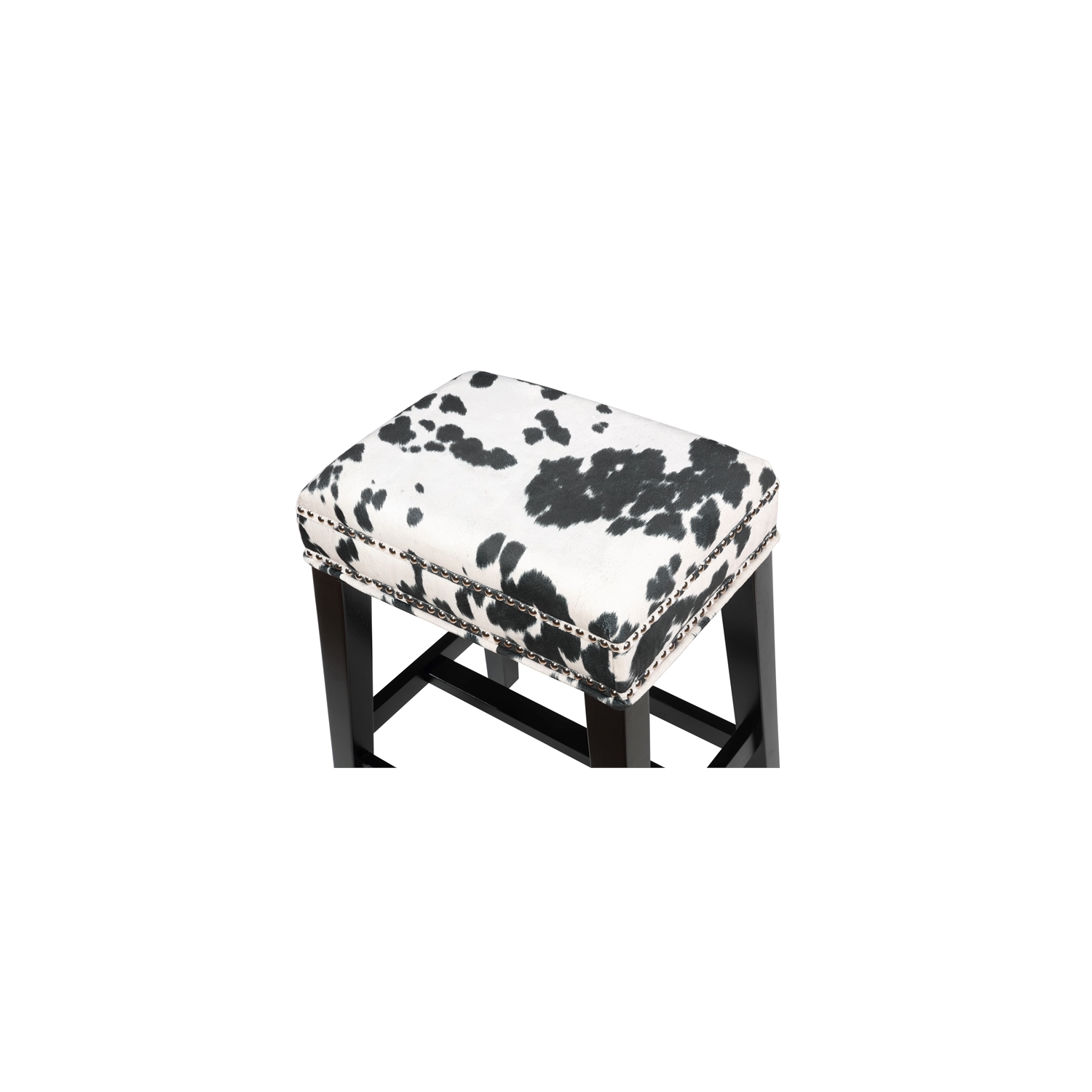 Linon Walt 30" Wood Cow Print Bar Stool in Black