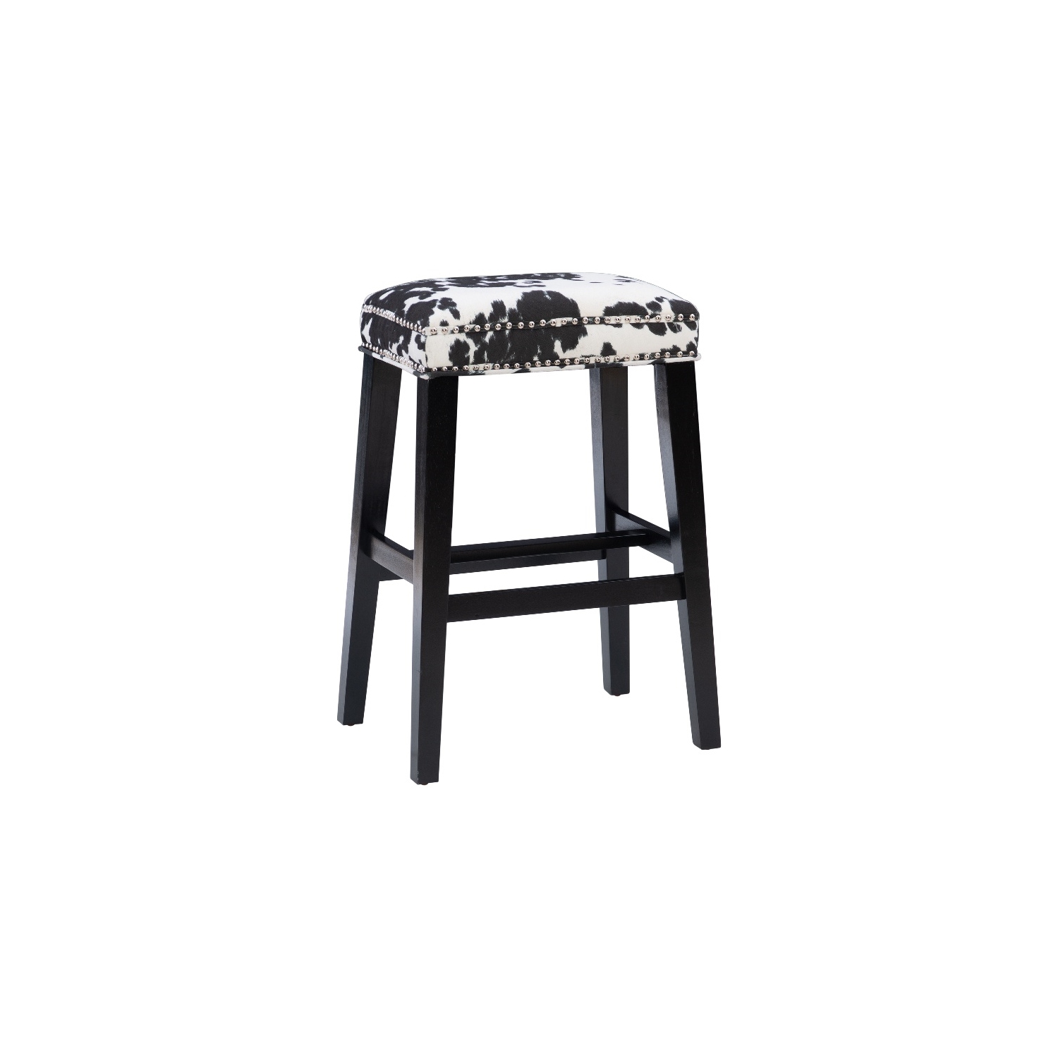 Linon Walt 30" Wood Cow Print Bar Stool in Black
