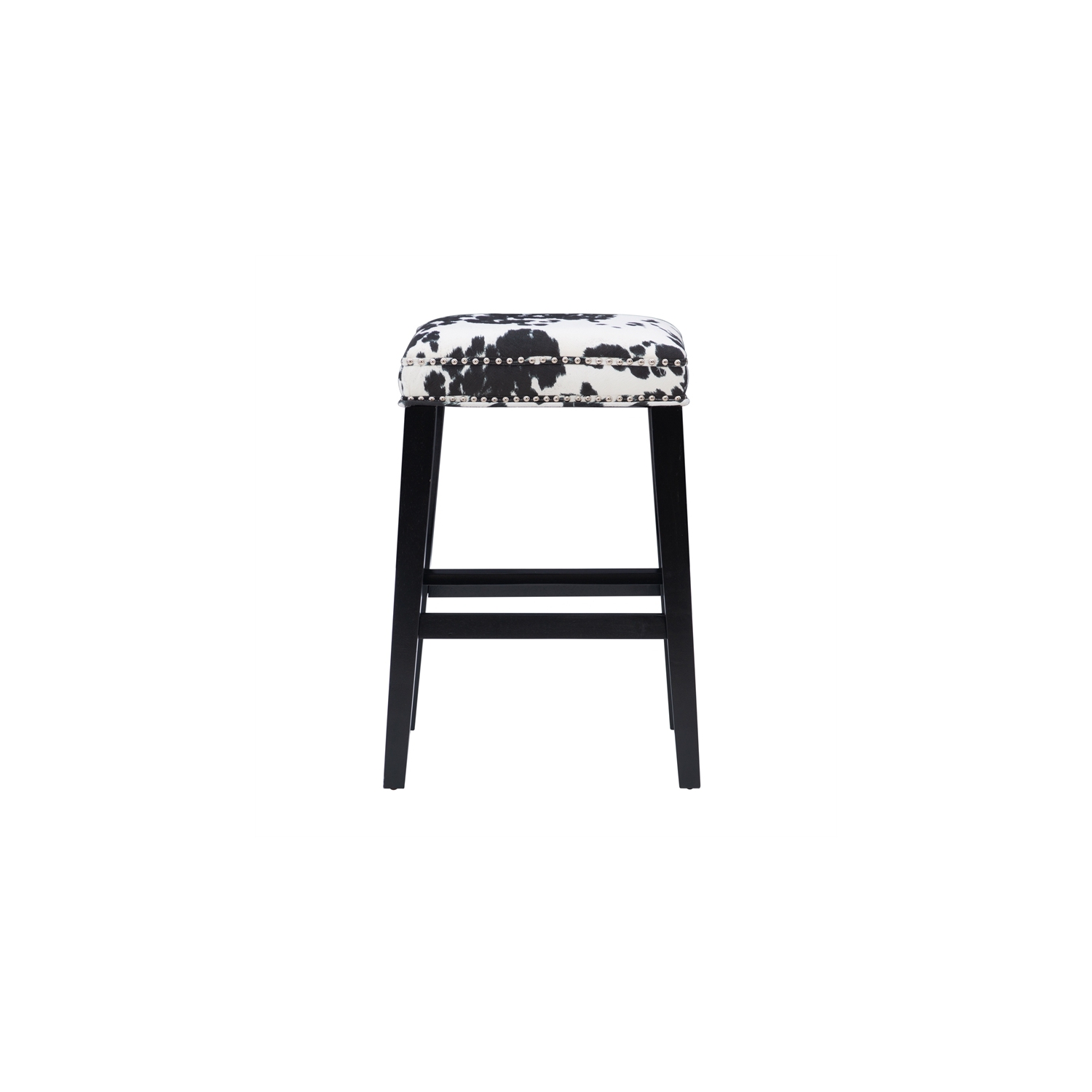 Linon Walt 30" Wood Cow Print Bar Stool in Black