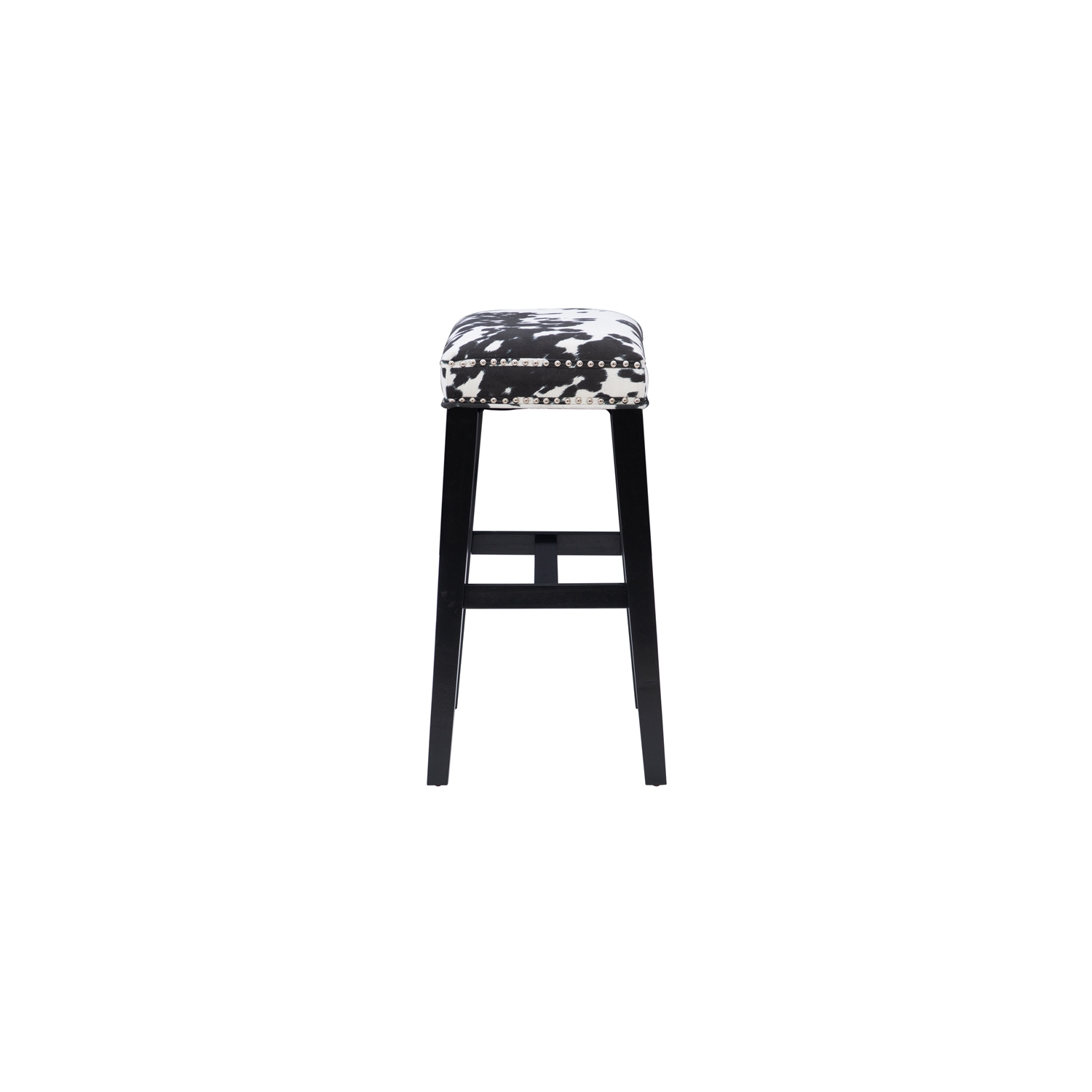 Linon Walt 30" Wood Cow Print Bar Stool in Black