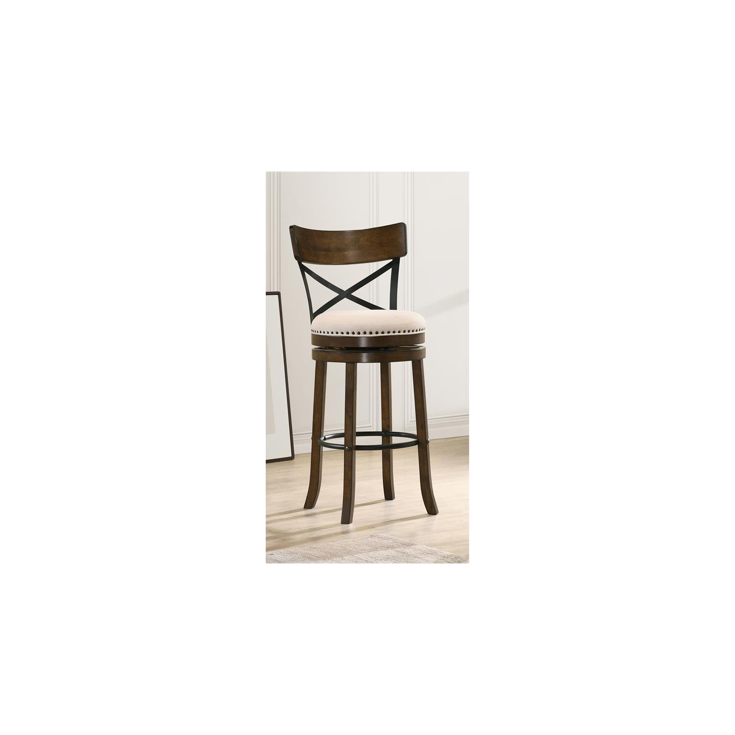 Furniture of America Shae Wood Swivel 29" Barstool in Live Edge Oak