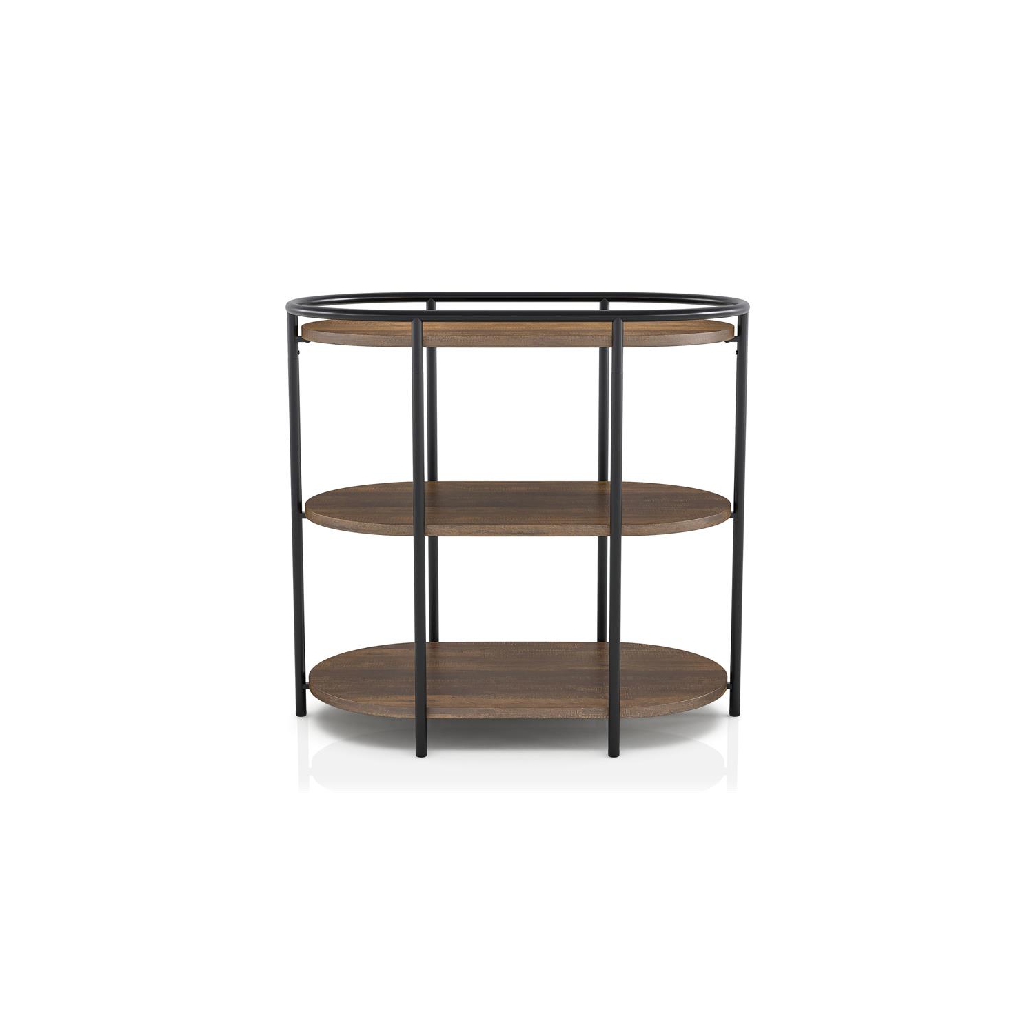 Furniture of America Preton Rustic Metal Side Table with USB in Matte Black