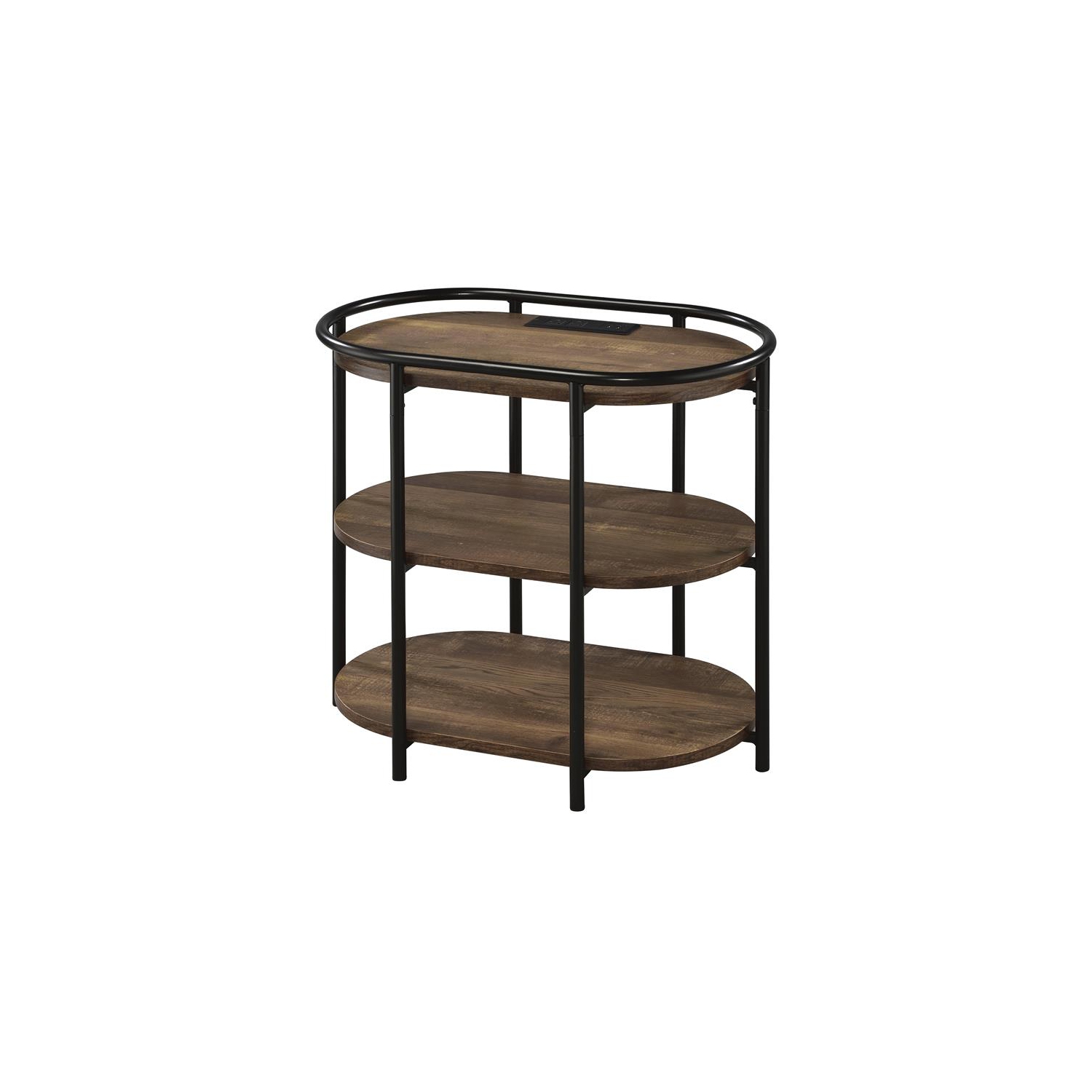 Furniture of America Preton Rustic Metal Side Table with USB in Matte Black