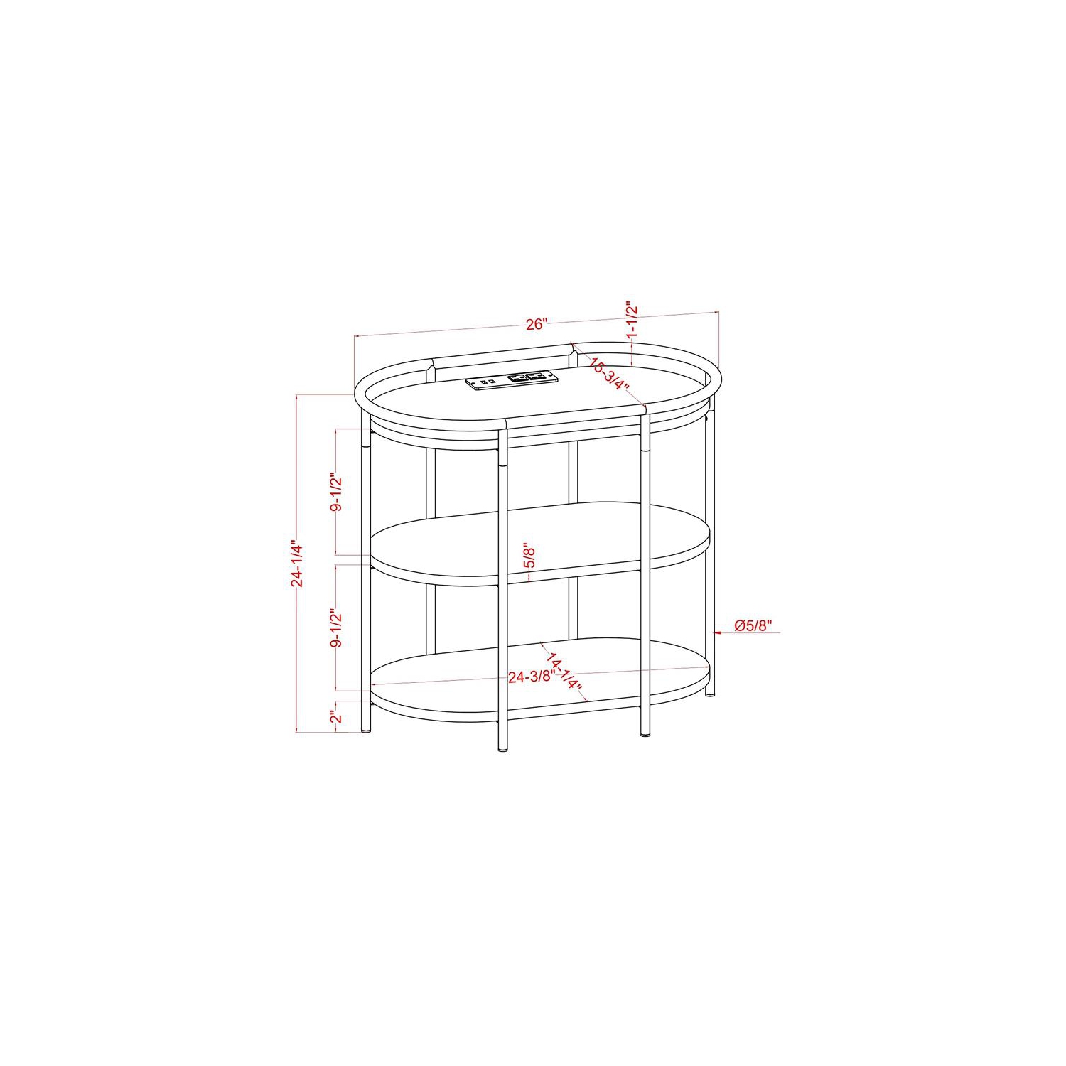 Furniture of America Preton Rustic Metal Side Table with USB in Matte Black