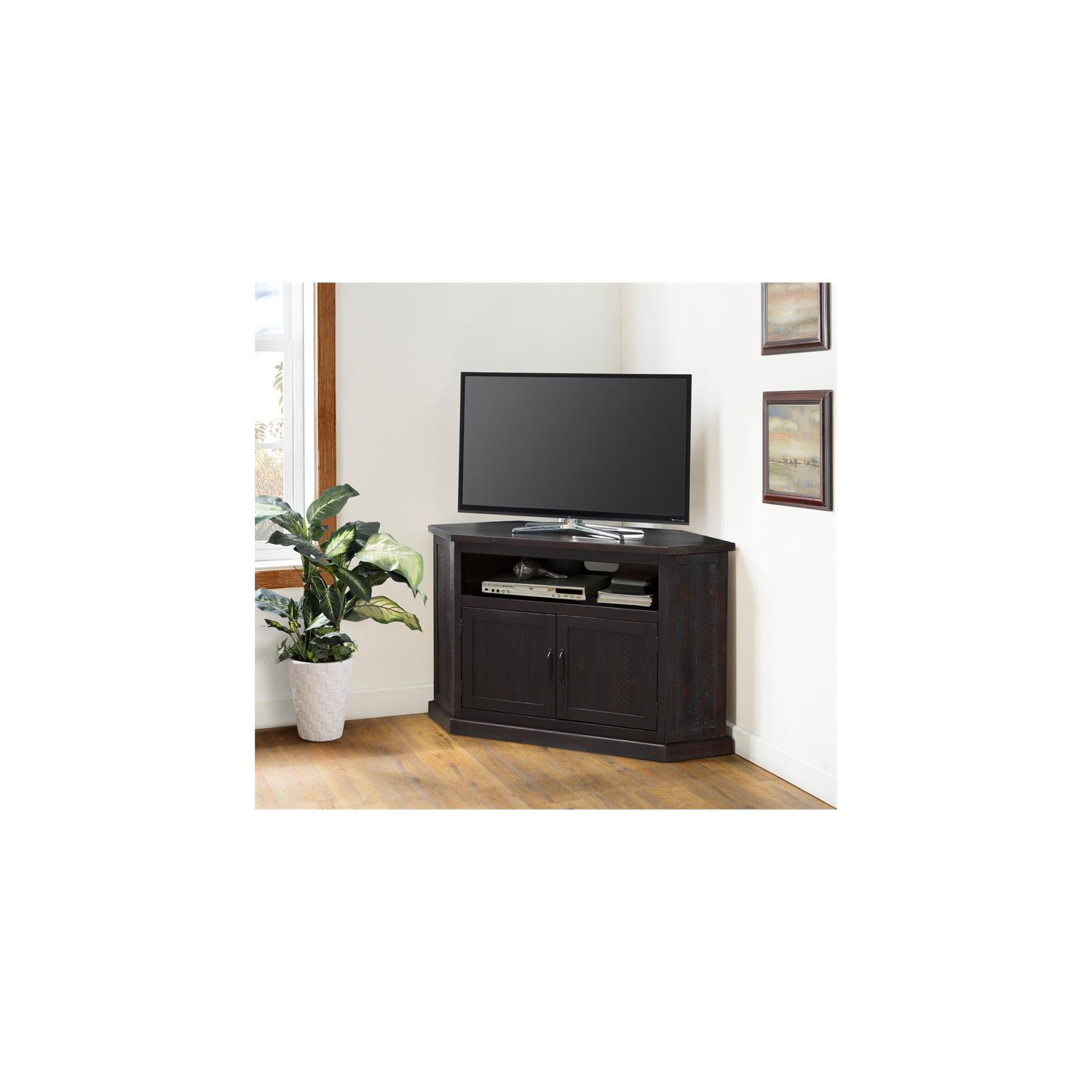 Meuble de téléviseur de coin rustique en bois massif de 50 po Svensson de Martin Home - Expresso