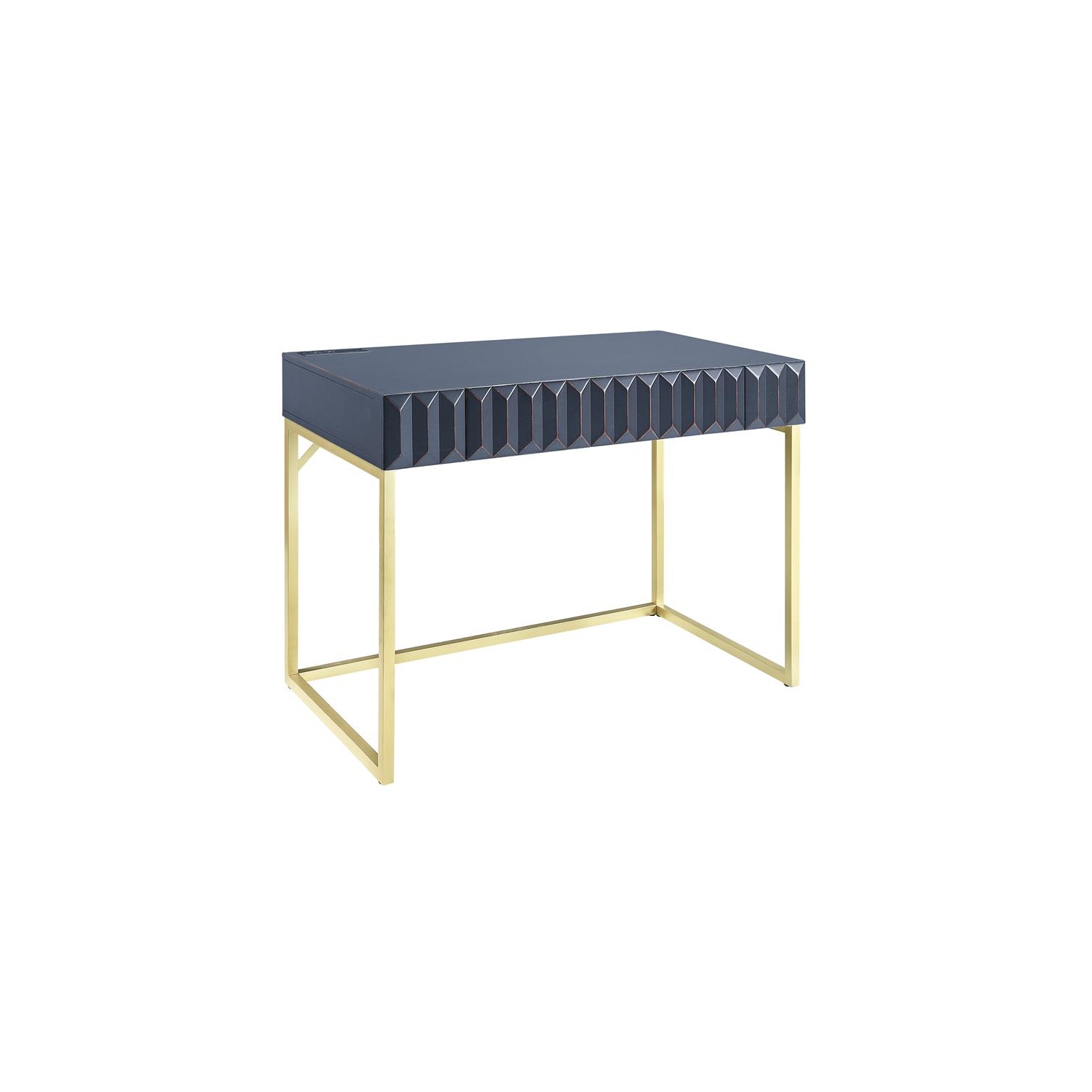 Bureau de travail en bois avec port USB de couleur bleue de Furniture of America Giflongitudinal