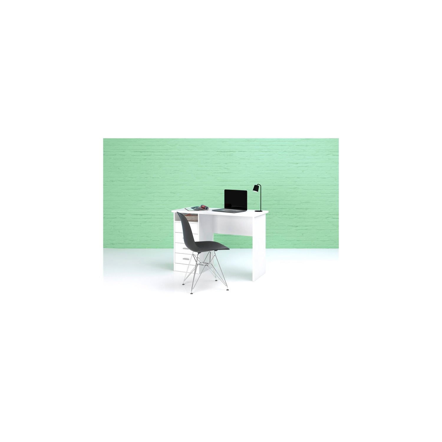 Tvilum Warner Contemporary 4 Drawer Writing Desk in White