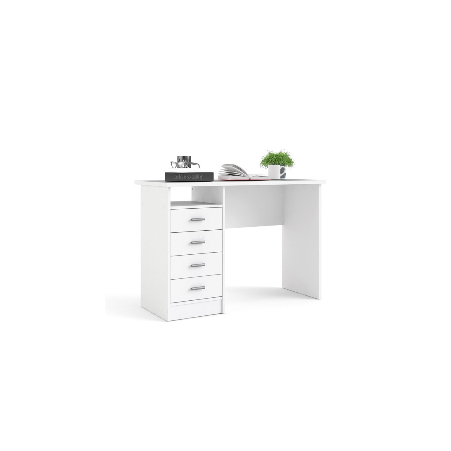 Tvilum Warner Contemporary 4 Drawer Writing Desk in White