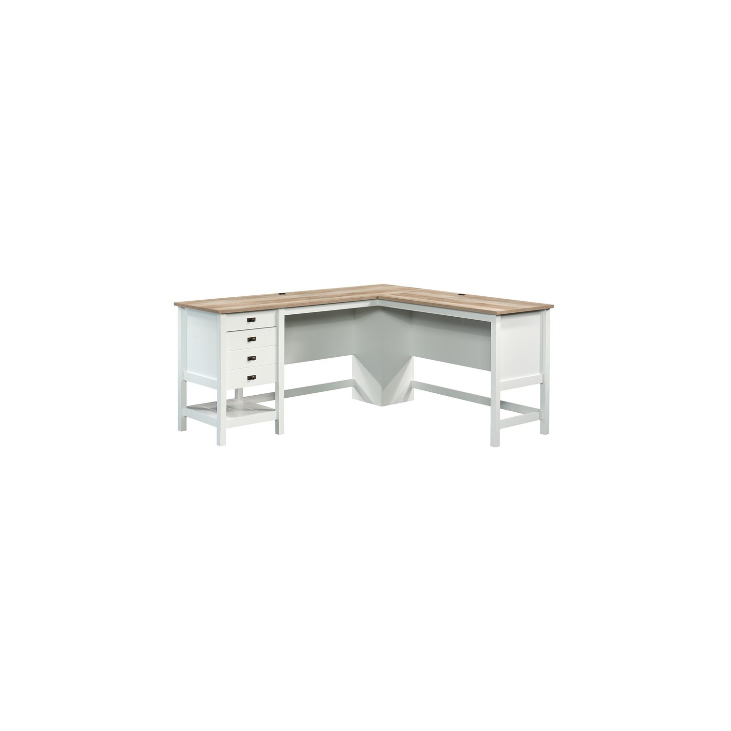 Pemberly Row Engineered Wood L-Shaped Home Office Desk in Soft White