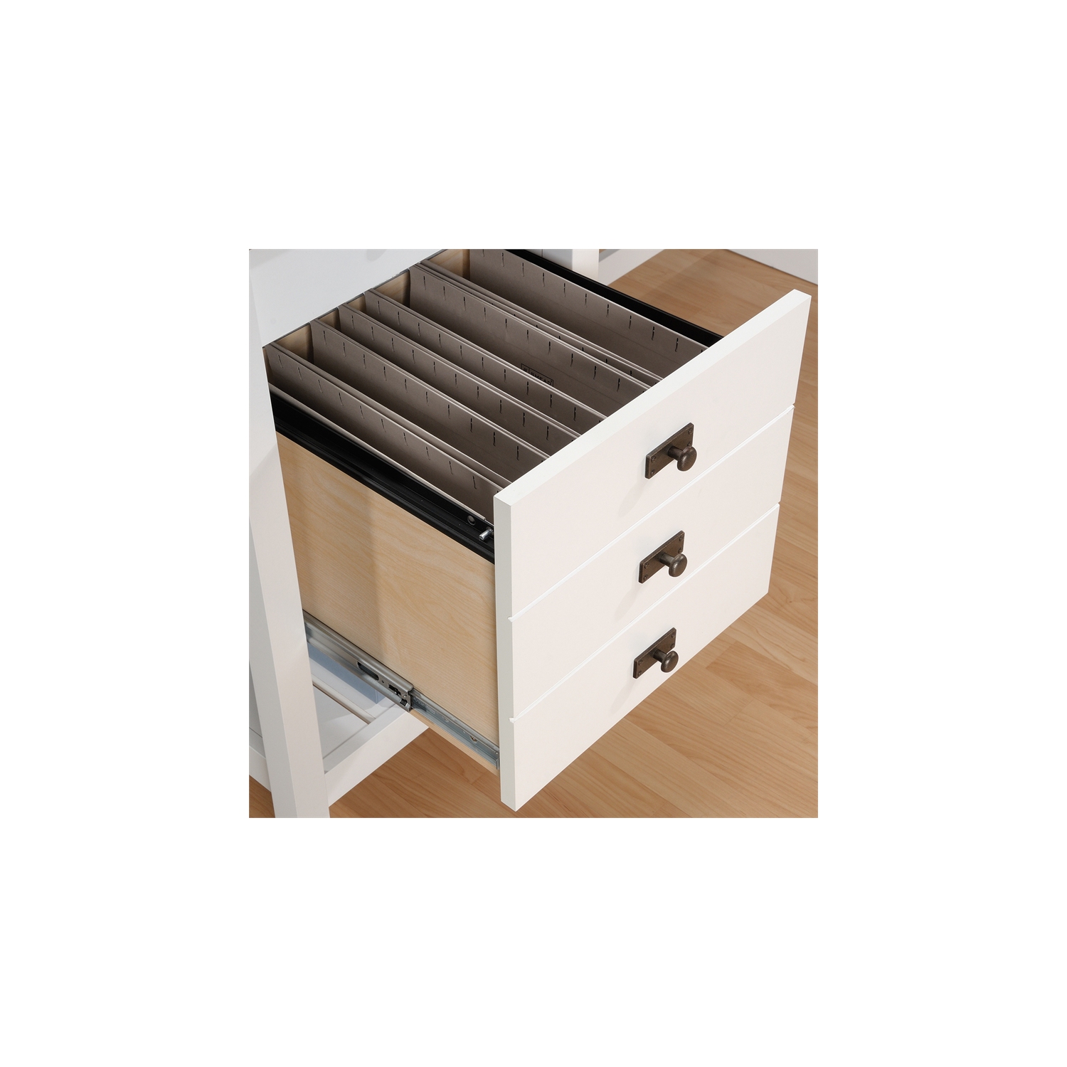 Pemberly Row Engineered Wood L-Shaped Home Office Desk in Soft White