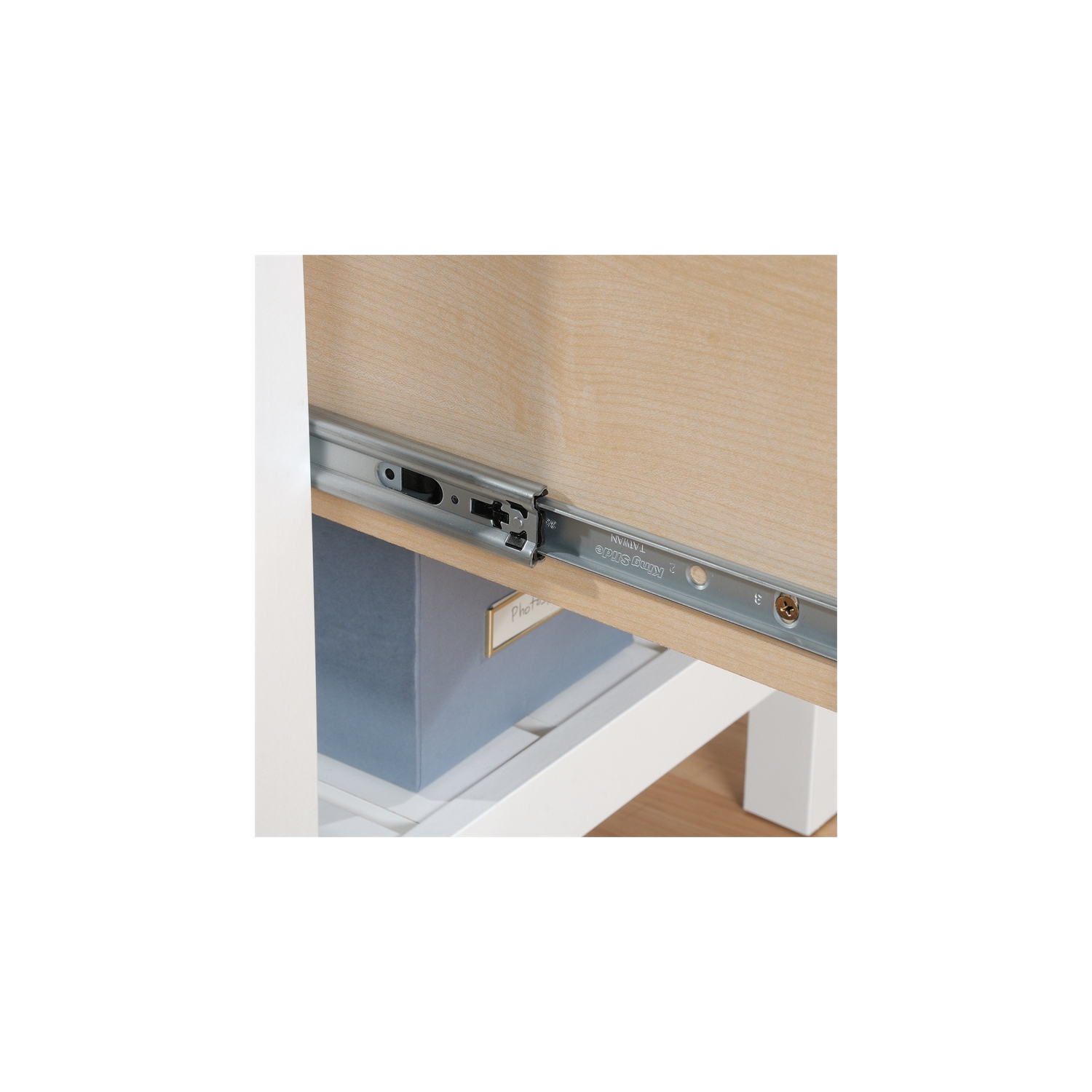 Pemberly Row Engineered Wood L-Shaped Home Office Desk in Soft White