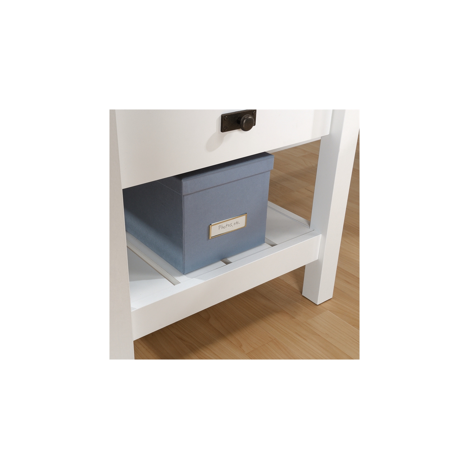 Pemberly Row Engineered Wood L-Shaped Home Office Desk in Soft White