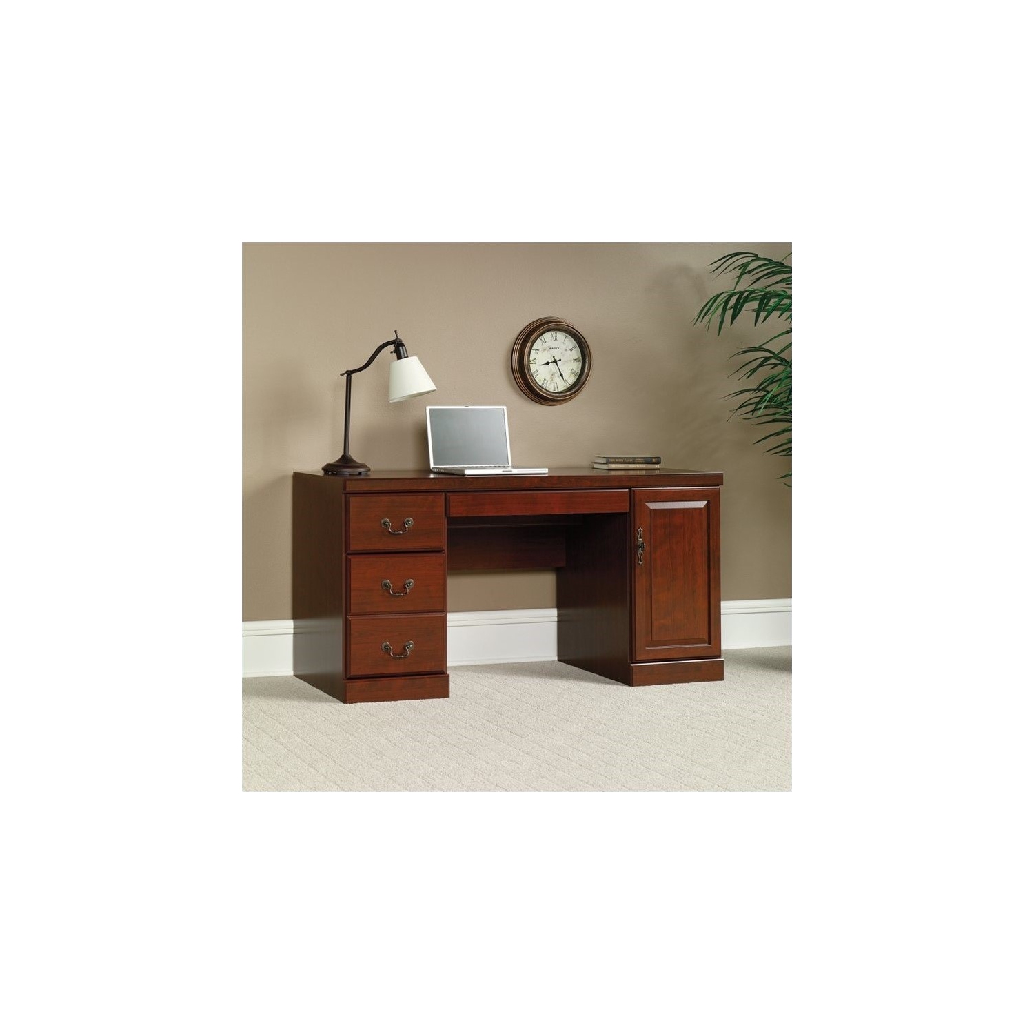 Pemberly Row Computer Credenza in Classic Cherry