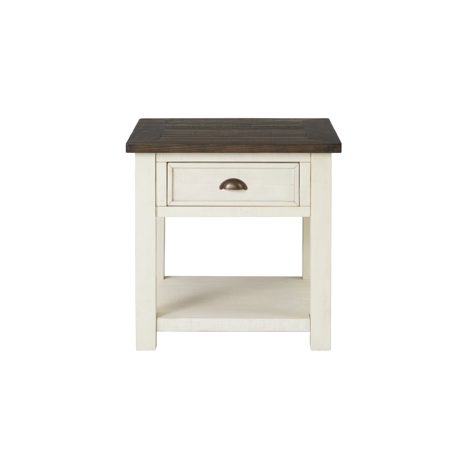 Martin Svensson Home Monterey Wood 1 Drawer End Table Cream White and Brown