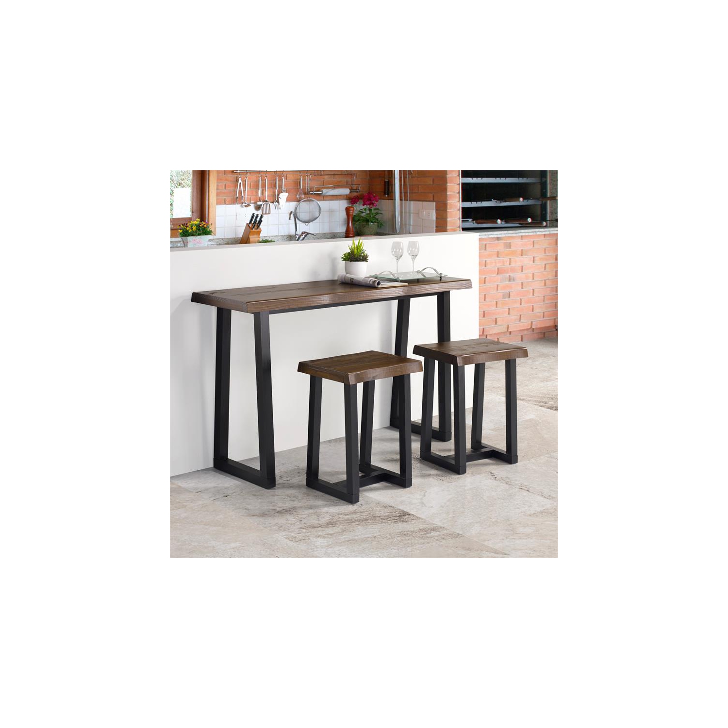 Table de bar à bord de canapé en bois massif cerisier moderne et ébène Pemberly Row