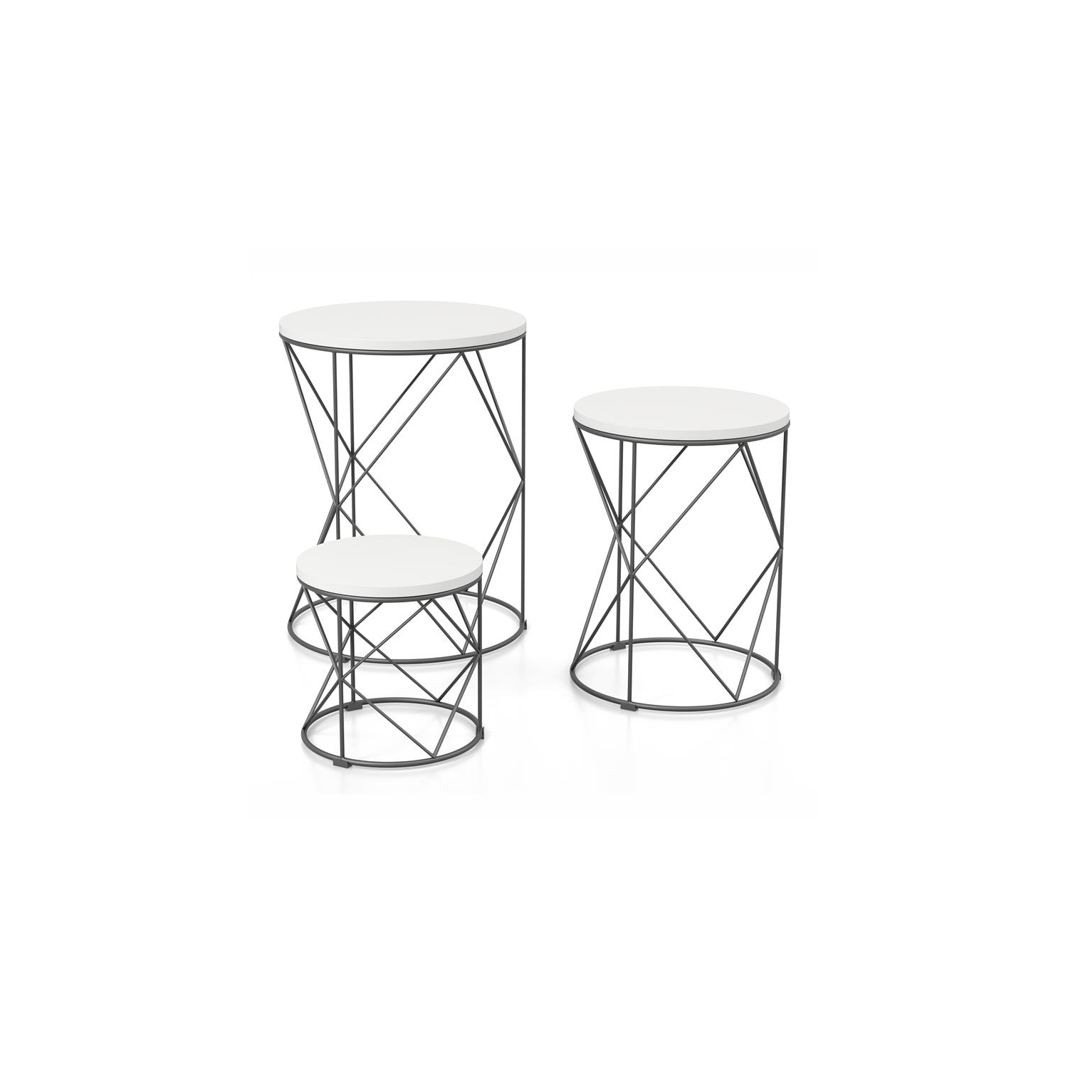 Furniture of America Nikova Contemporary Wood 3-Piece Nesting Tables in White