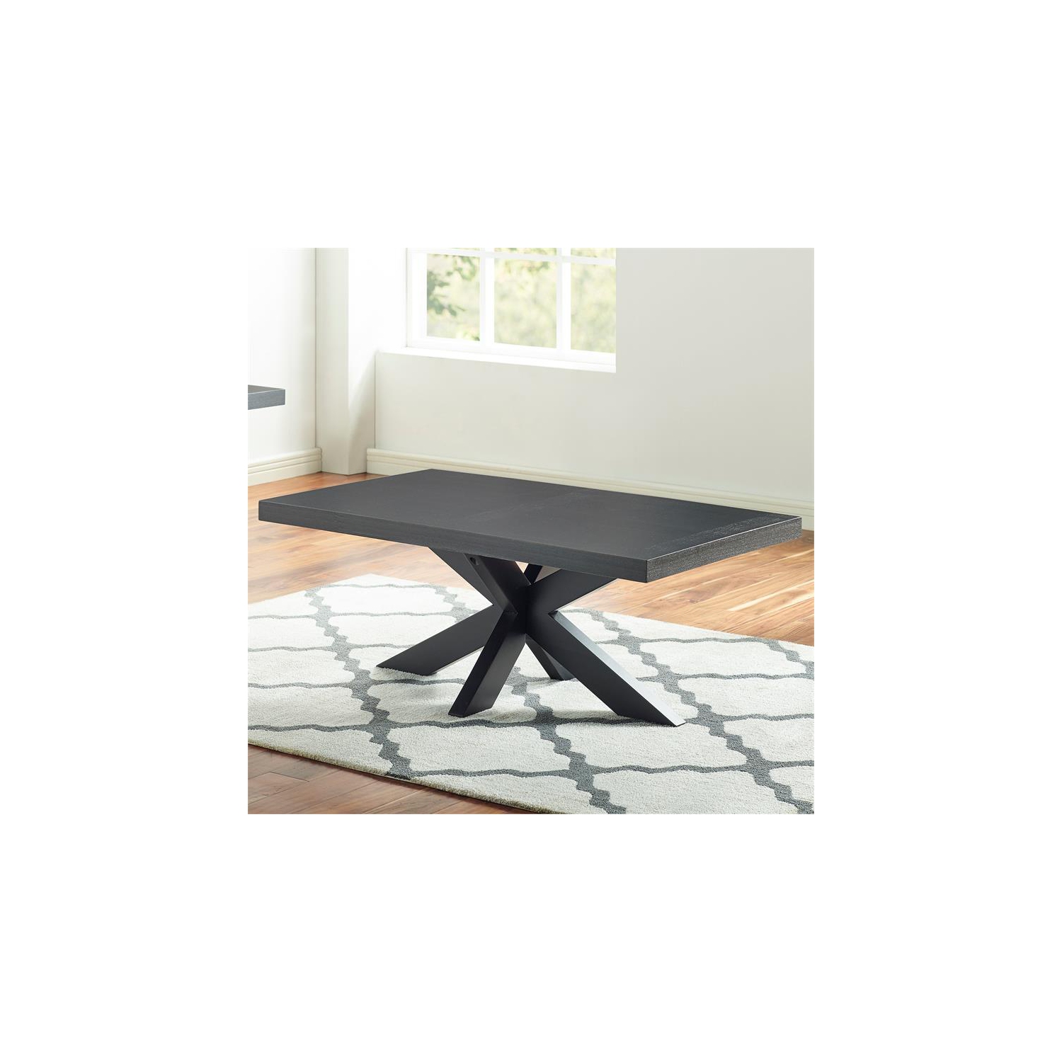 Bowery Hill Ebony Finish Wood Pedestal Cocktail Table