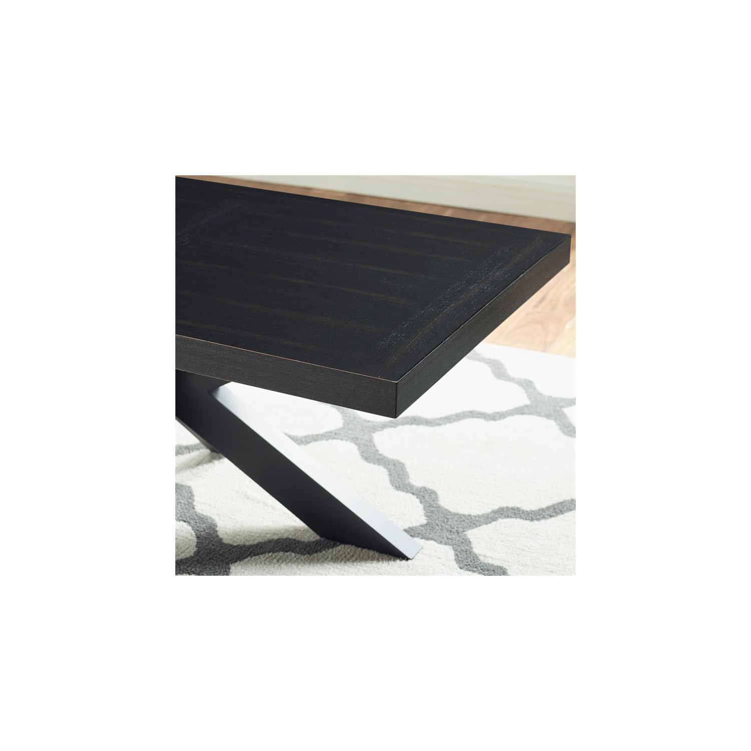 Bowery Hill Ebony Finish Wood Pedestal Cocktail Table