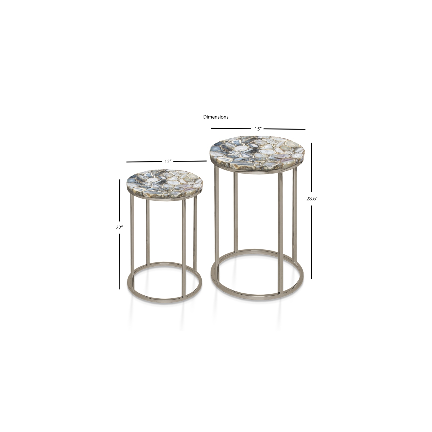 Onyx Nickel Agate Top Nesting Table