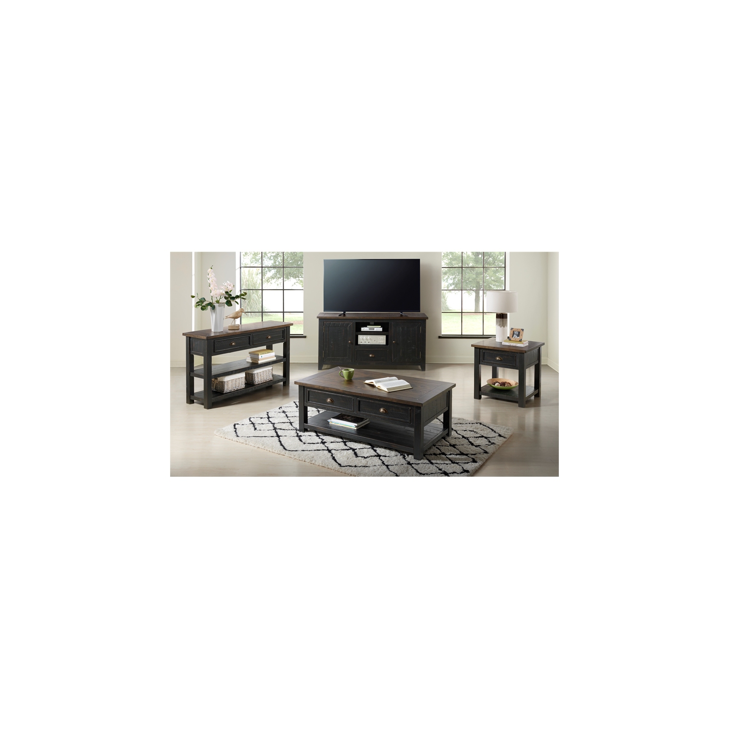 Martin Svensson Home Monterey Solid Wood 1 Drawer End Table Black and Brown