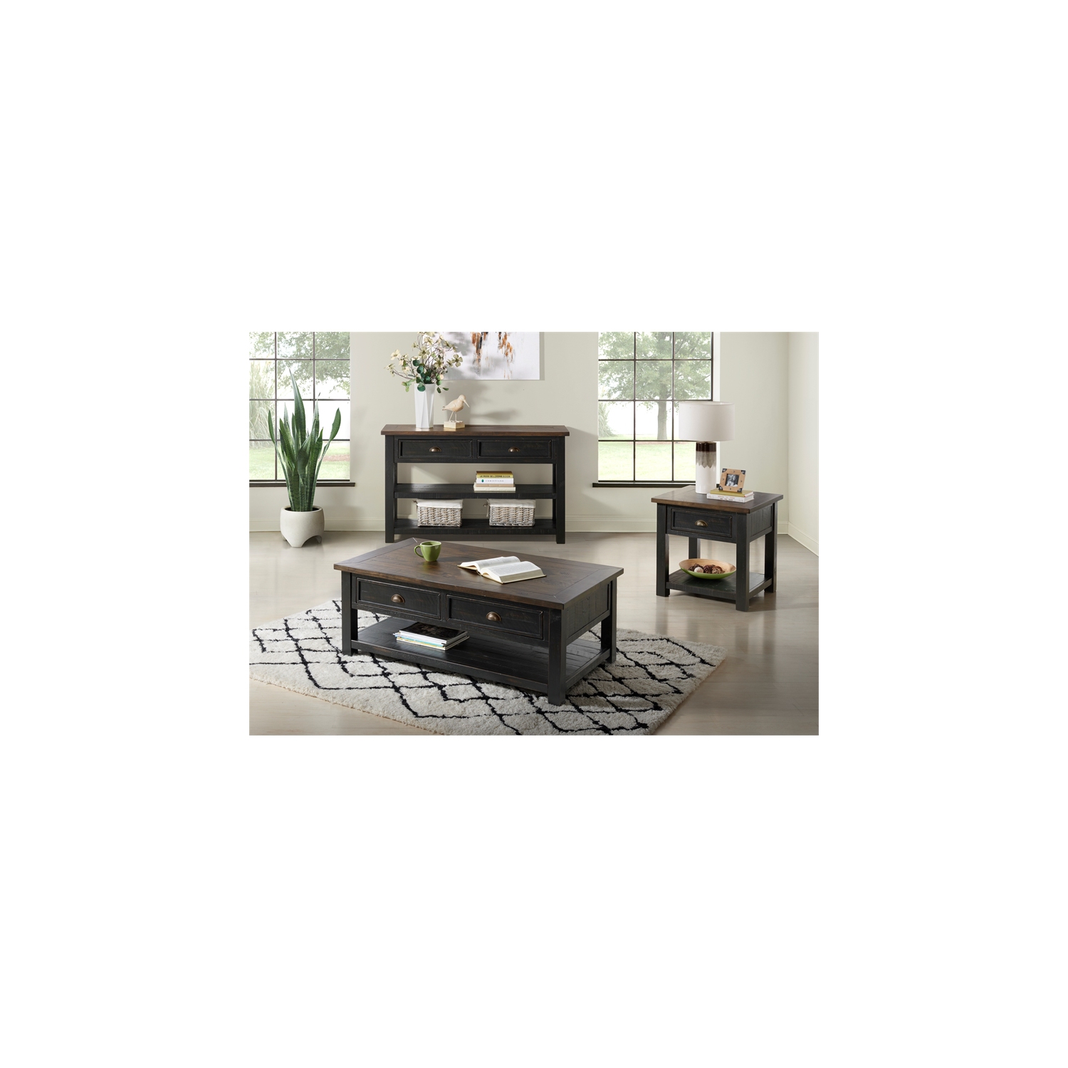 Martin Svensson Home Monterey Solid Wood 1 Drawer End Table Black and Brown