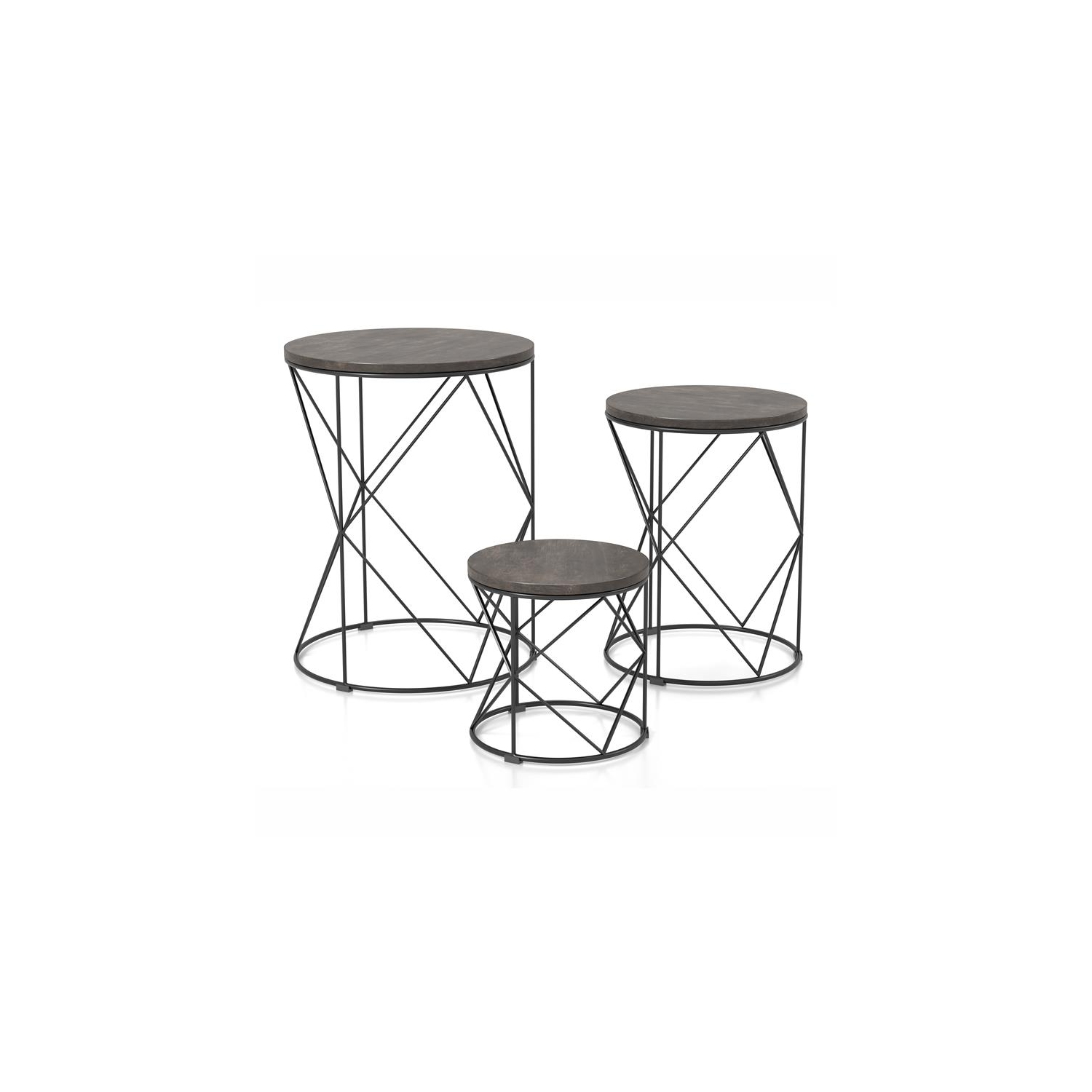Furniture of America Nikova Contemporary Wood 3-Piece Nesting Tables in Black