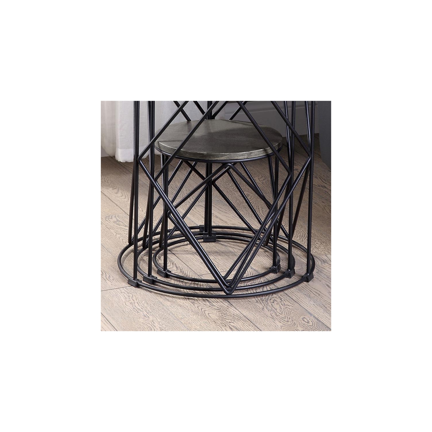 Furniture of America Nikova Contemporary Wood 3-Piece Nesting Tables in Black