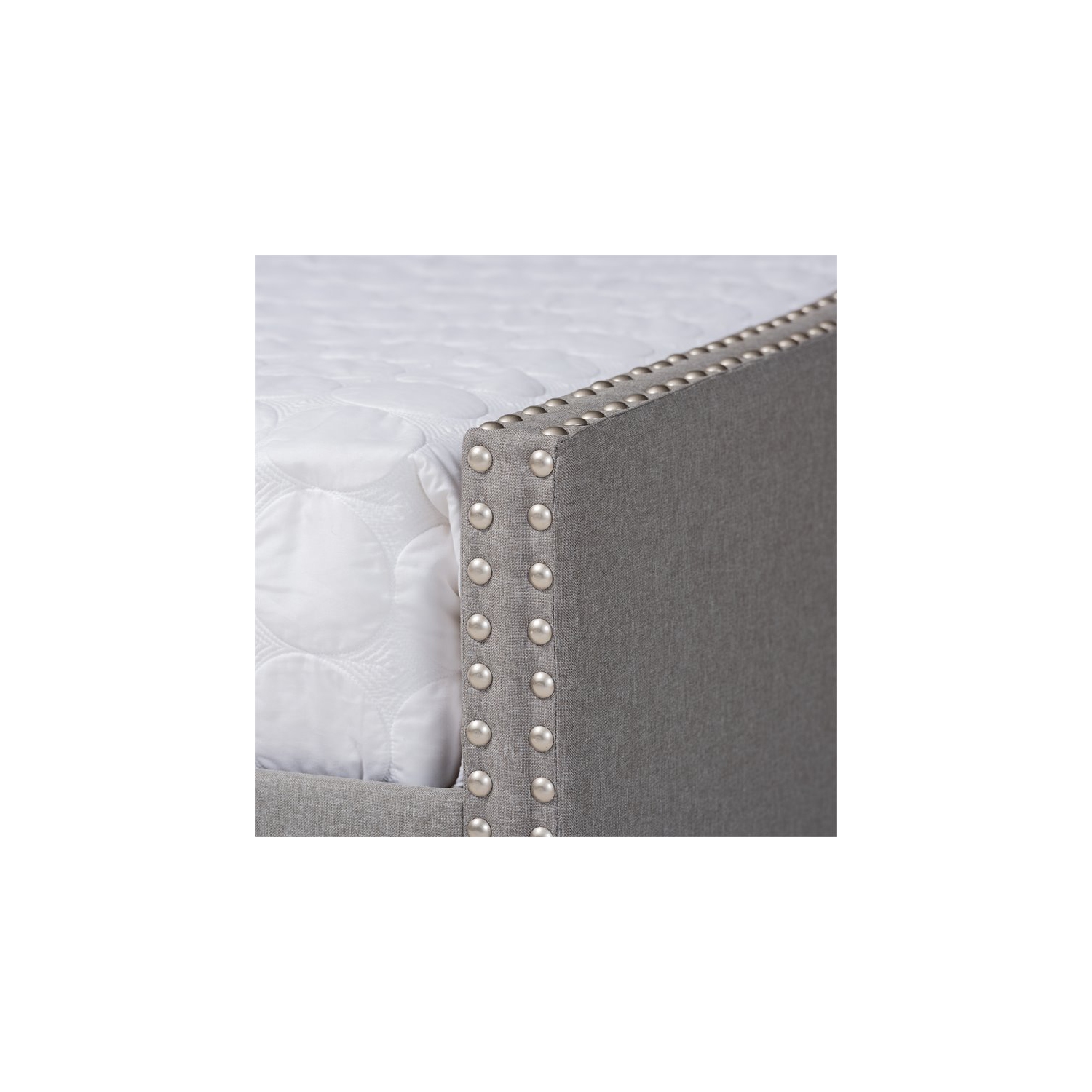 Baxton Studio Haylie Full Size Light Grey Upholstered Daybed with Trundle