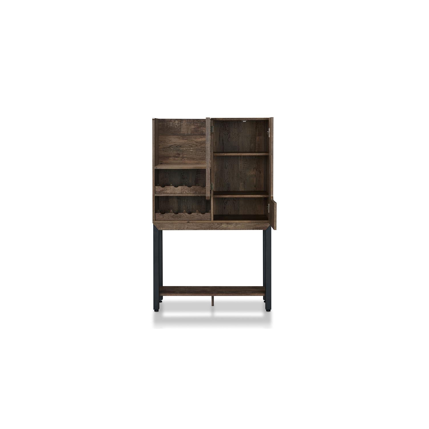 Furniture of America Maklin Wood 8-Bottle Wine Cabinet in Reclaimed Oak