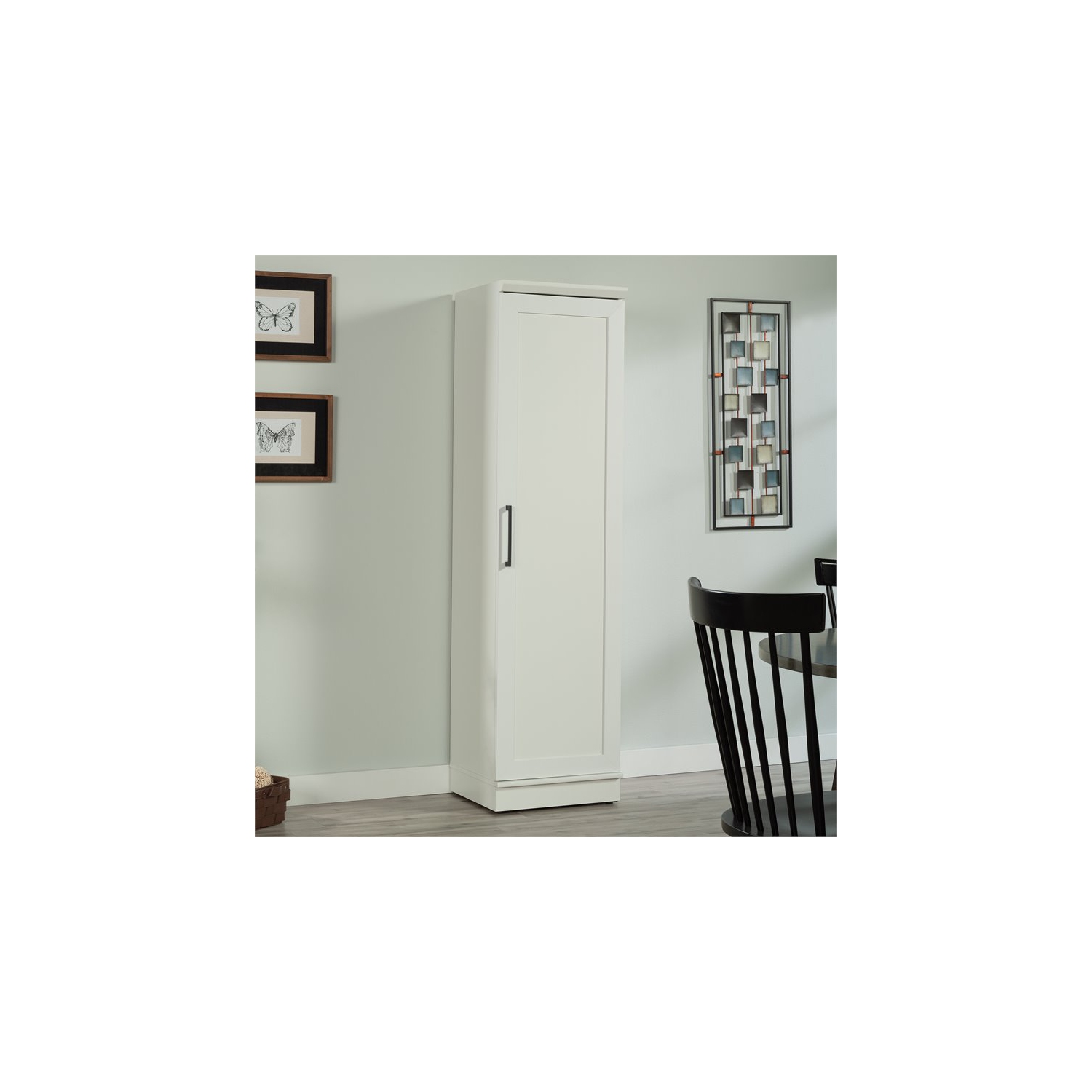 Sauder HomePlus Single Door Wooden Pantry in Glacier White