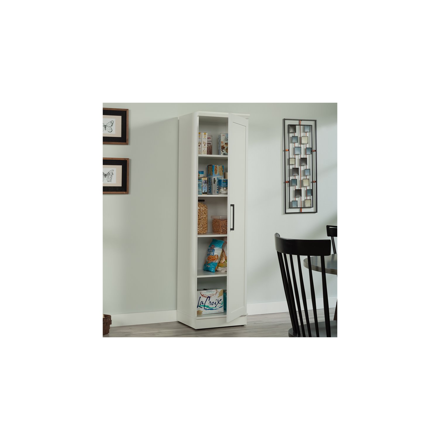Sauder HomePlus Single Door Wooden Pantry in Glacier White