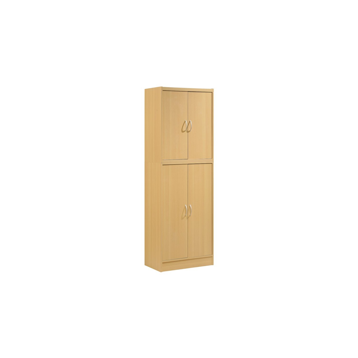 Garde-manger à 4 portes de Hodedah avec 4 tablettes, 5 compartiments en bois beige