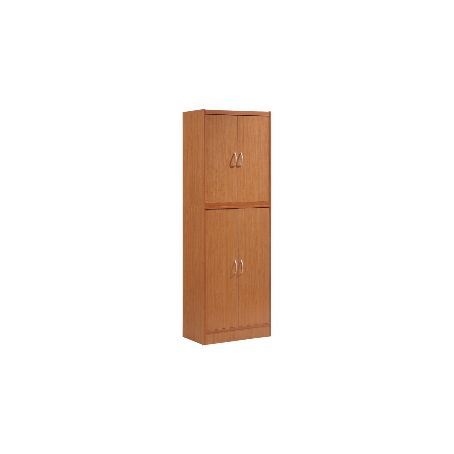 Hodedah 4 Door Kitchen Pantry with 4 Shelves 5 Compartments in Cherry Wood