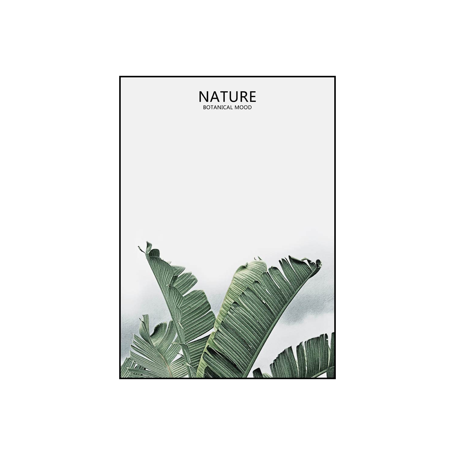 Art mural moderne en toile 4 panneaux à motif botanique vert plante, style encadré, pour la maison, le bureau, l’hôtel et le bar, comprend un crochet