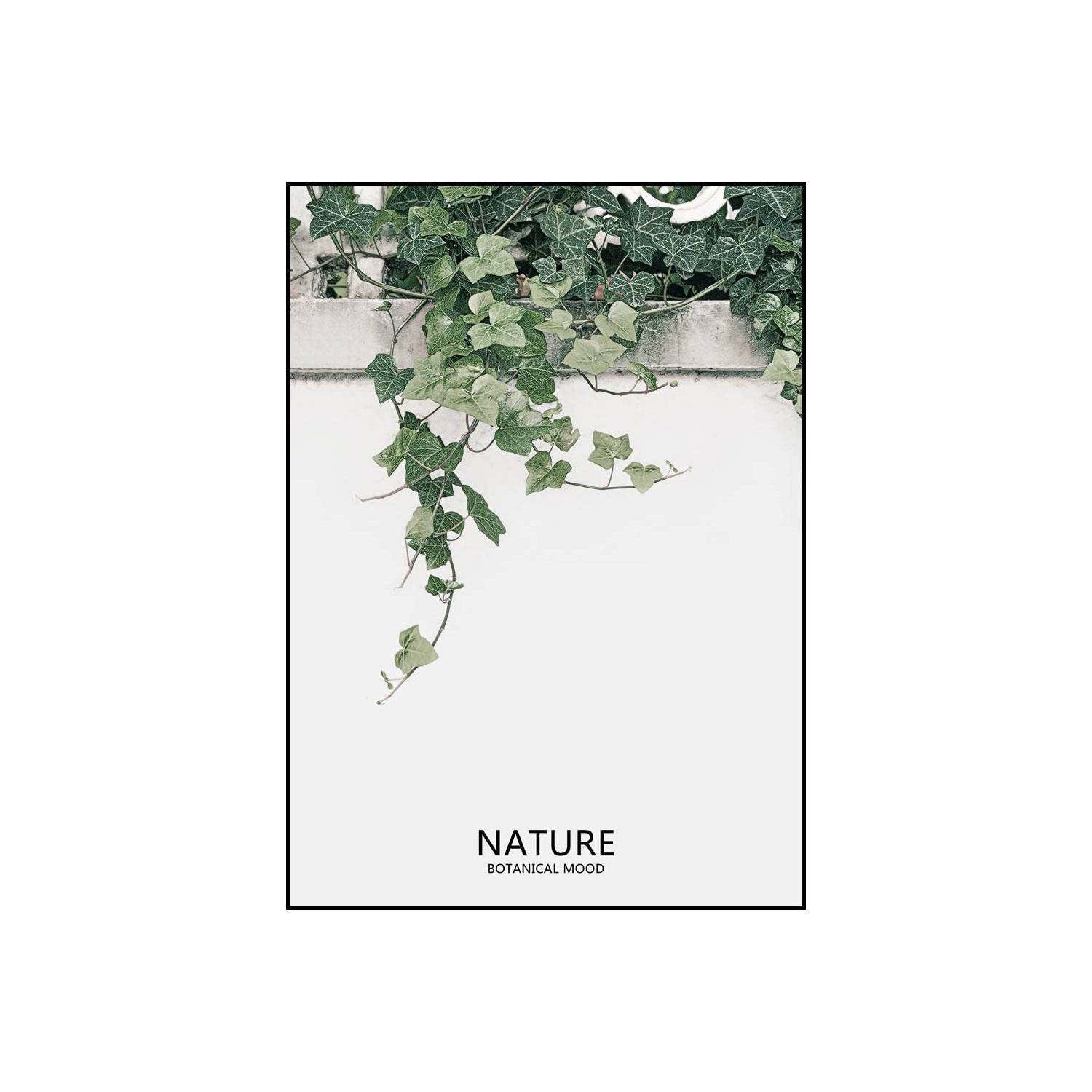 Art mural moderne en toile 4 panneaux à motif botanique vert plante, style encadré, pour la maison, le bureau, l’hôtel et le bar, comprend un crochet