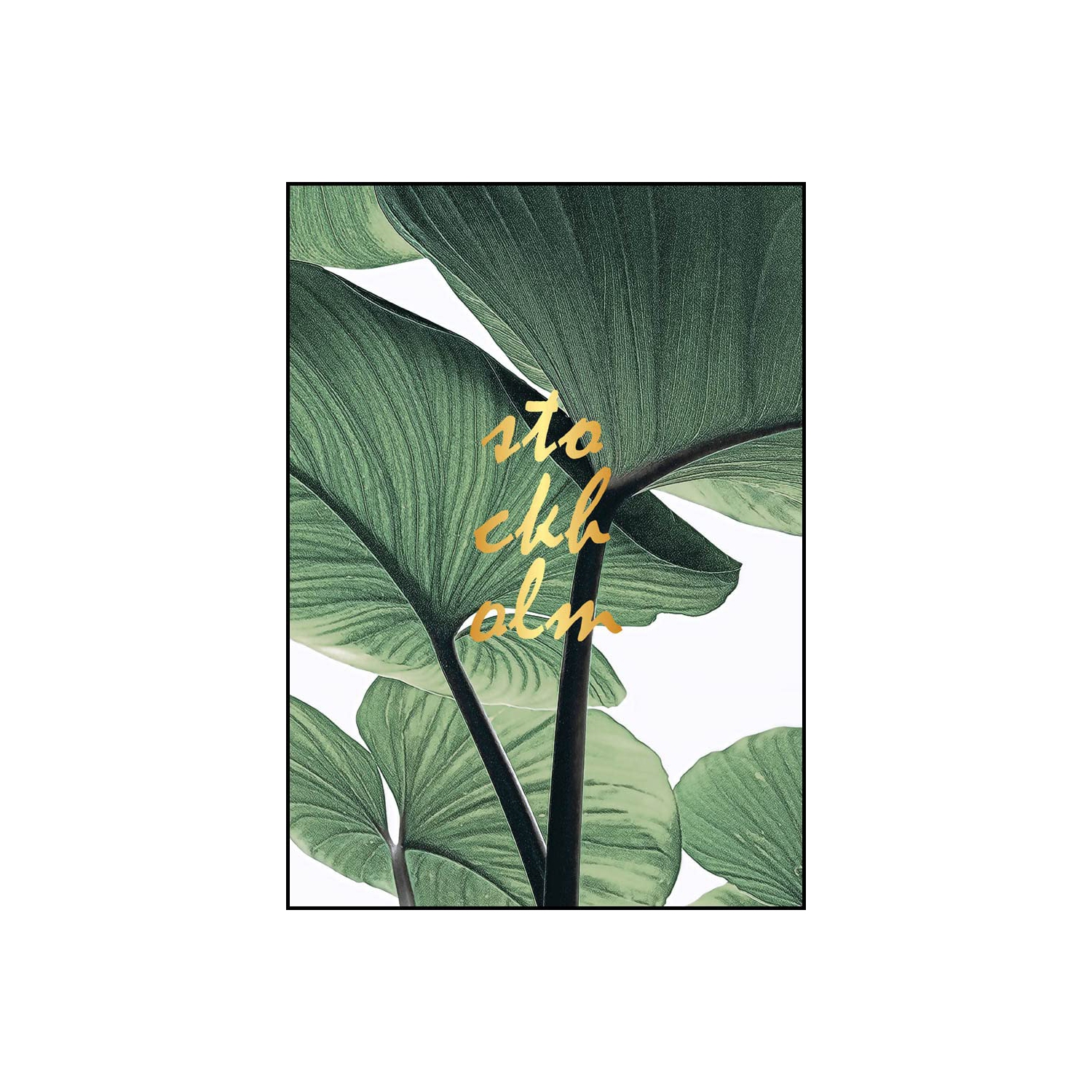 Art mural moderne en toile 4 panneaux à motif botanique vert plante, style encadré, pour la maison, le bureau, l’hôtel et le bar, comprend un crochet