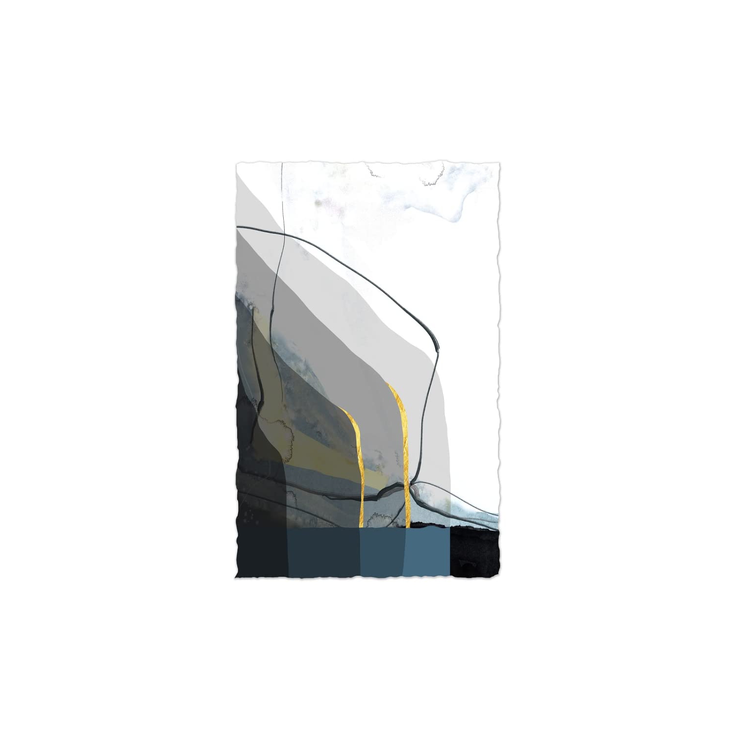 Ladole Rugs Canvas Artwork Black and White Pictures Wall Décor Frame - Sea Shore with the Mountains in a Shadow Wall Art Print Perfect for Bedroom,