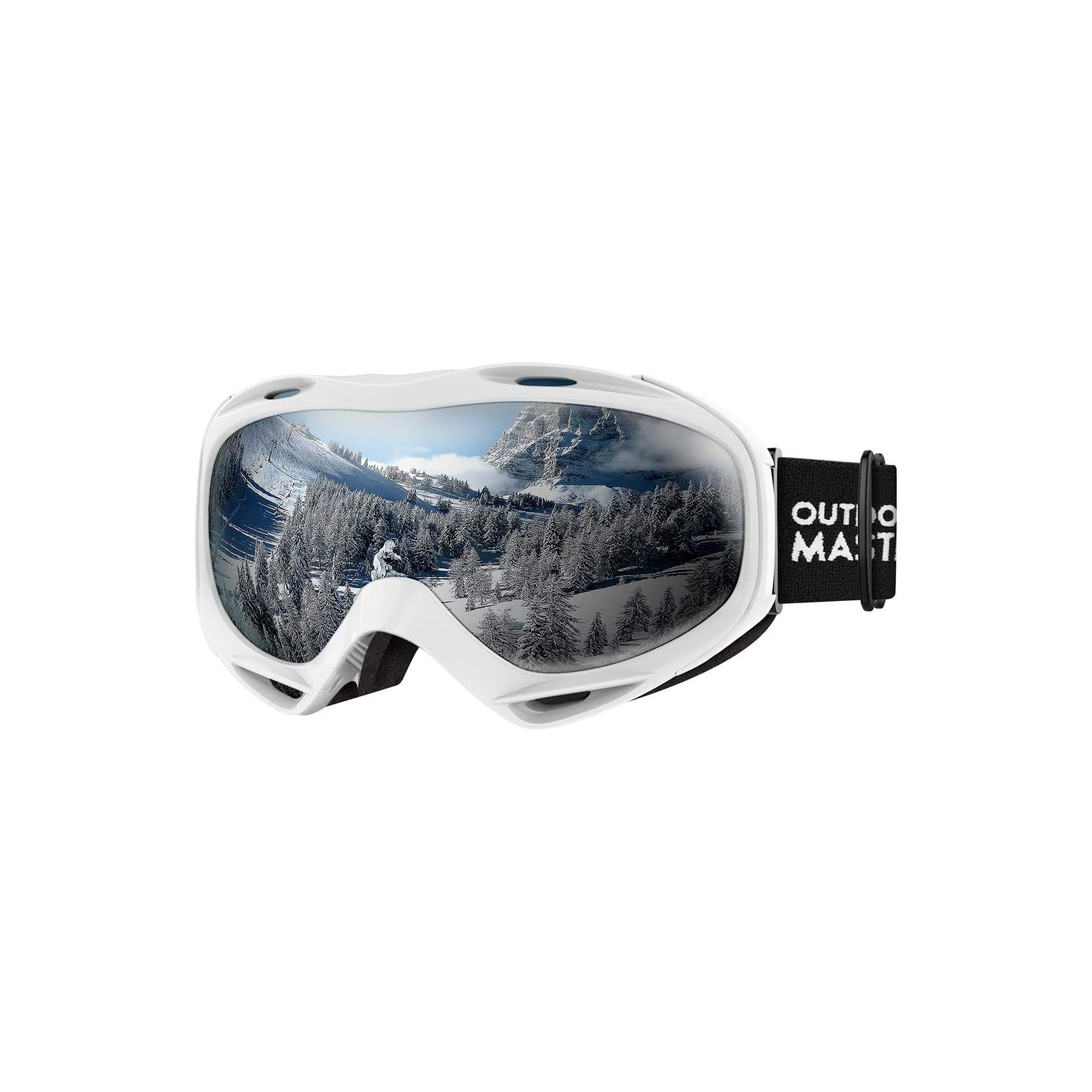 OTG Design Ski & Snowboard Goggles for Men, Women & Youth with 100% UV Protection (White/Silver)