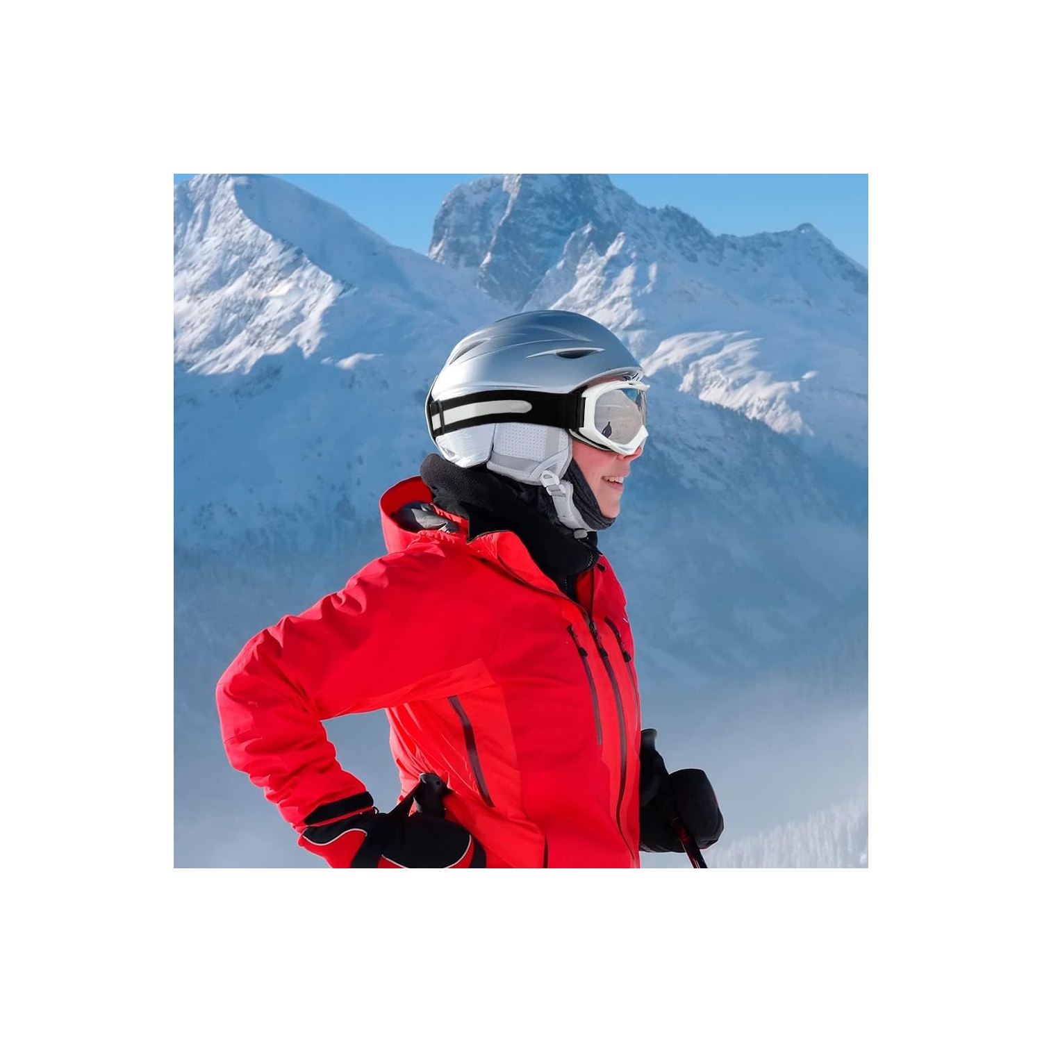 OTG Design Ski & Snowboard Goggles for Men, Women & Youth with 100% UV Protection (White/Silver)