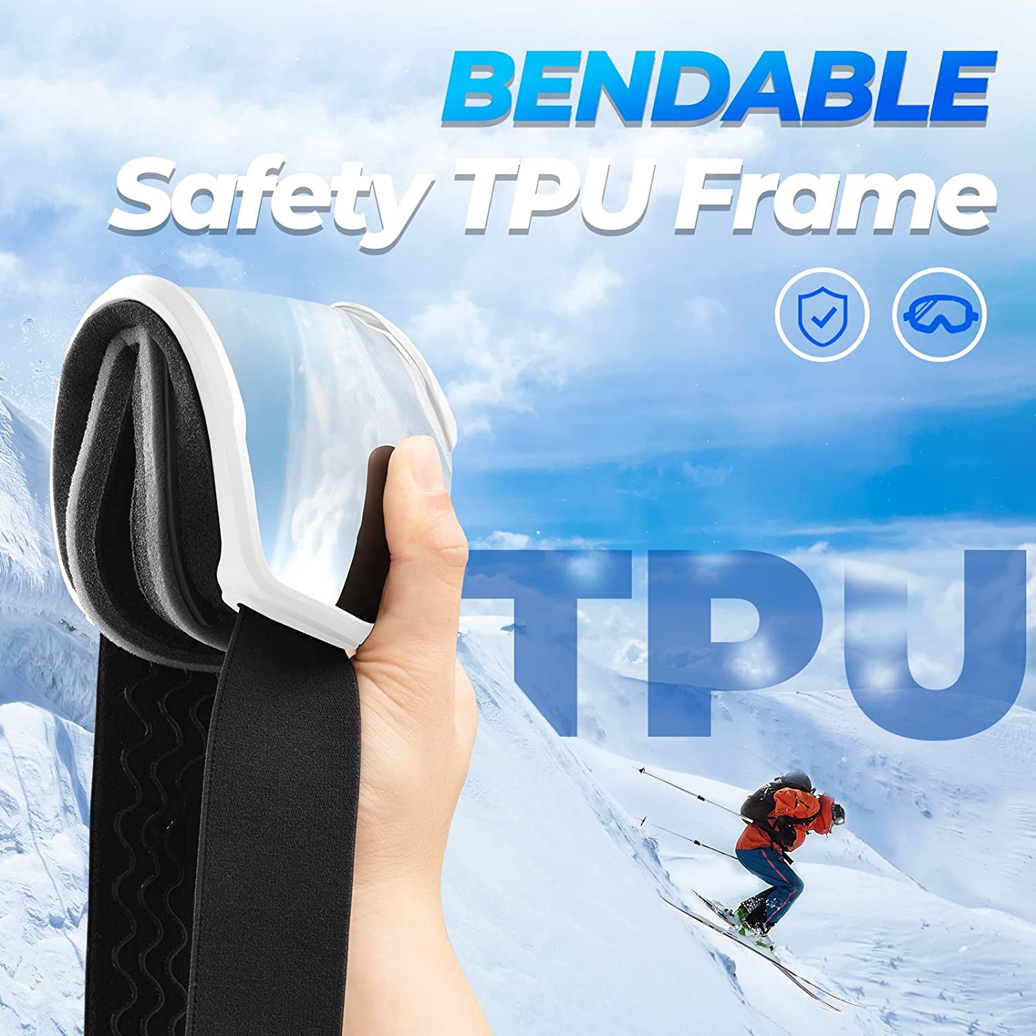 OTG Design Ski & Snowboard Goggles for Men, Women & Youth with 100% UV Protection (White/Silver)