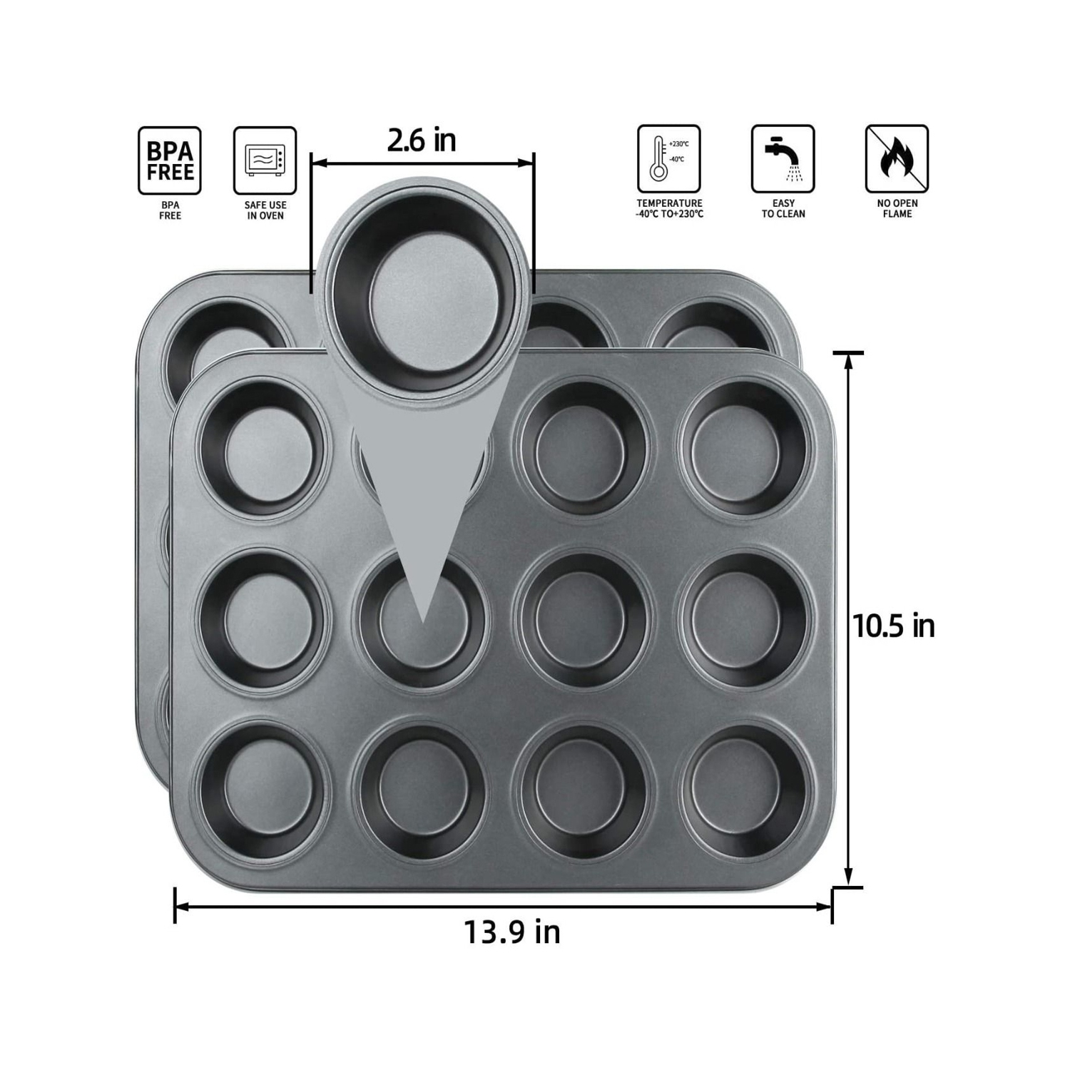 ISTAR Nonstick Bakeware Cupcake & Muffin Tray 12 Holes Cake Baking Tray Carbon Steel Oven Trays Pastry Tool