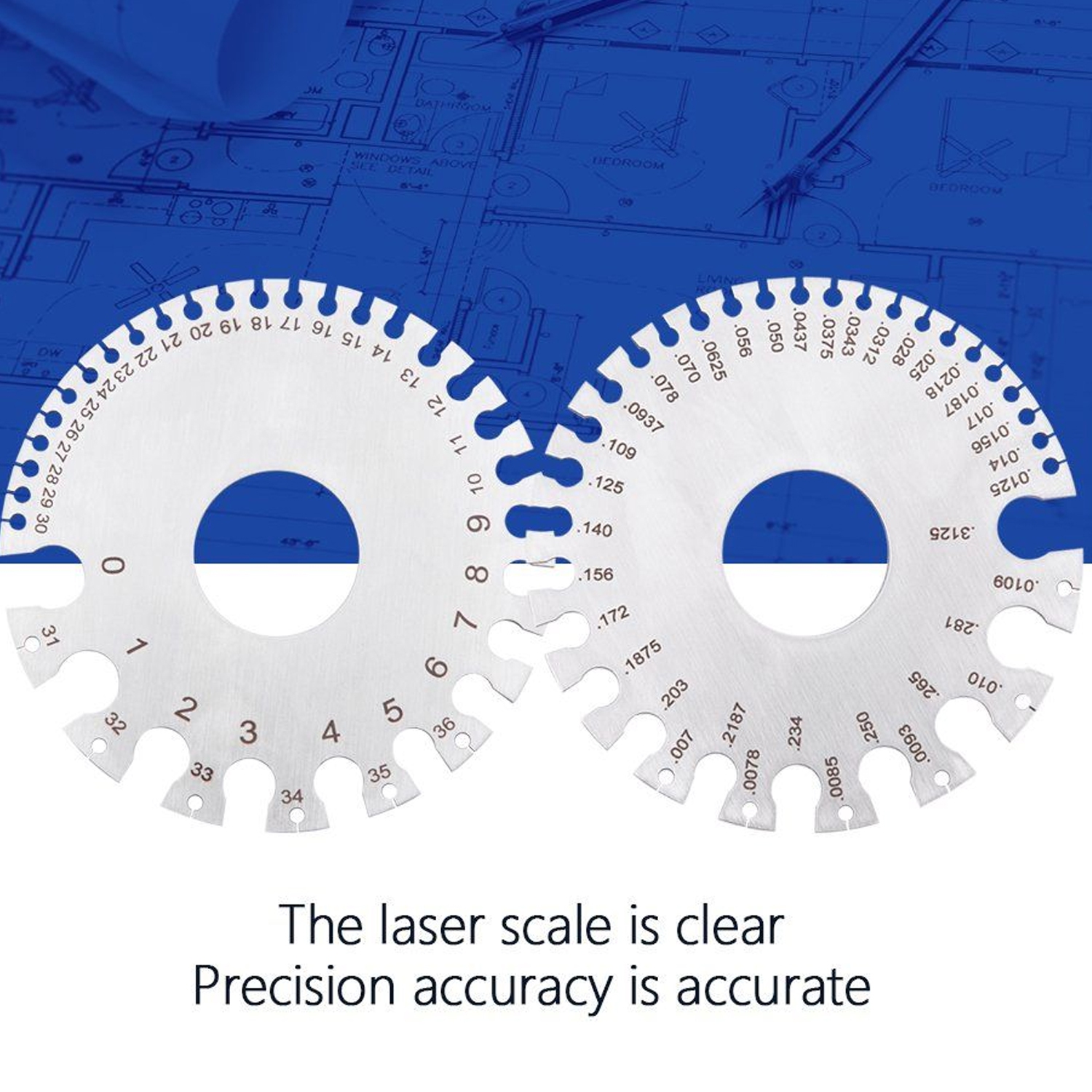 ISTAR 0-36 Round Wire Ruler Easy Reading Non-Ferrous Wire Thickness Gauge Meter Tester Ruler Diameter Measuring Tool