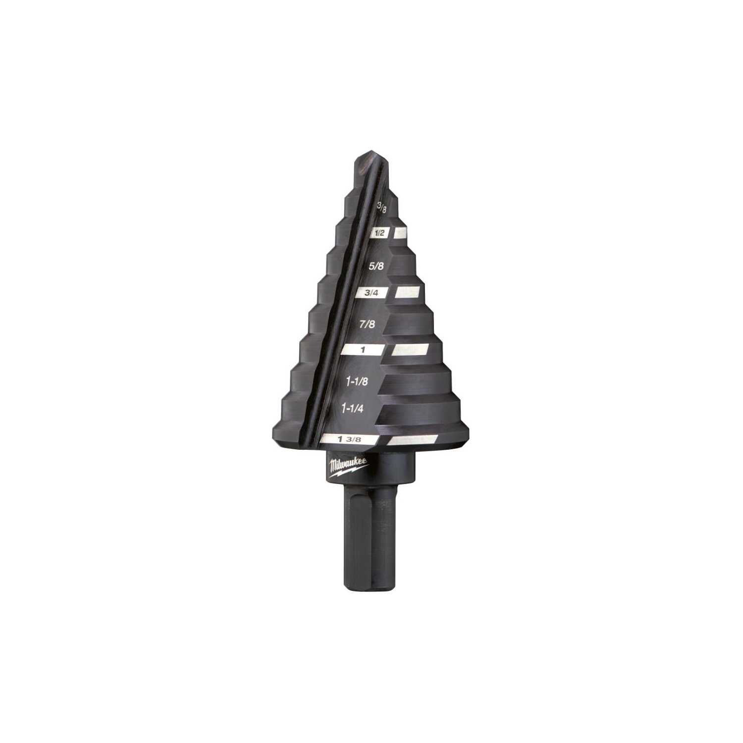 Foret étagé de 3/8 po en oxyde noir à 10 trous, de 1/4 po à 1-3/8 po par 1/8 po